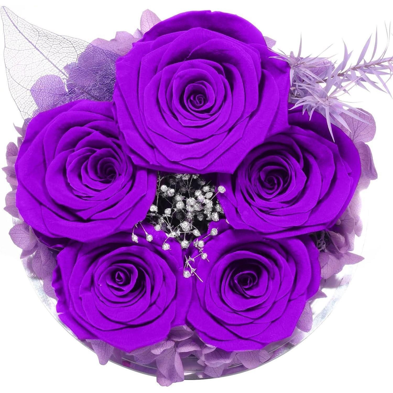LuxusKollektion Geschenkbox Ewige Rose Engel Geschenkbox 5 Ewige Rosen im Engel, Violett
