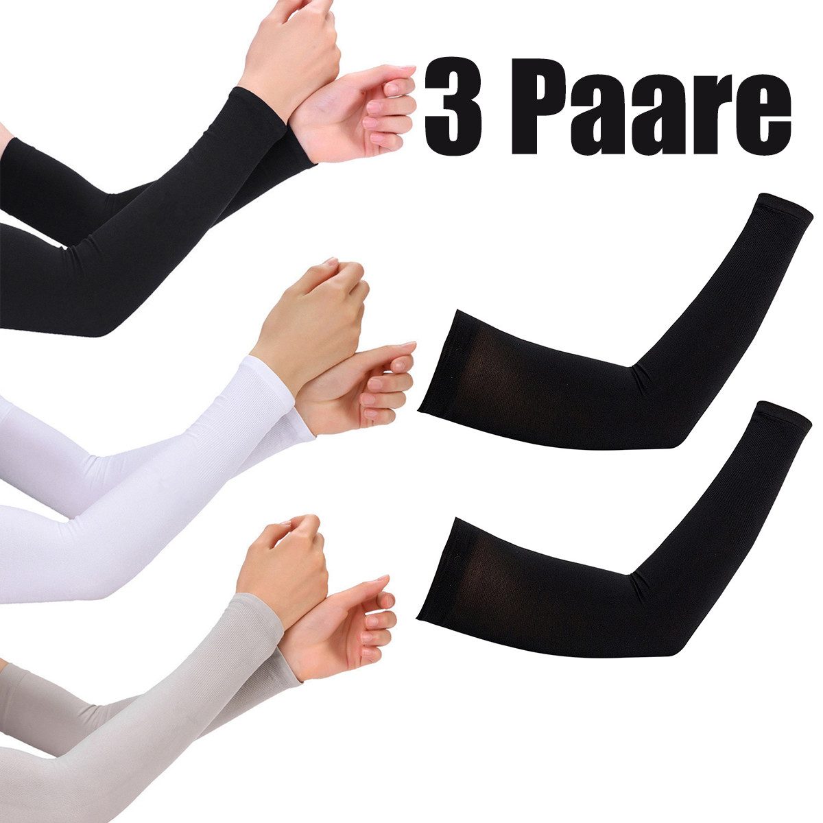 MOPUEA Armlinge UV Schutz Ärmel 6er Pack Atmungsaktiv mit kühlendem Effekt für Outdoor (UV Schutz Armärmel für Sport Outdoor und Autofahrten, Atmungsaktive Arm Sleeves für Damen Herren und Sport) Rutschfest kühlend elastisch schnelltrocknend UPF 50