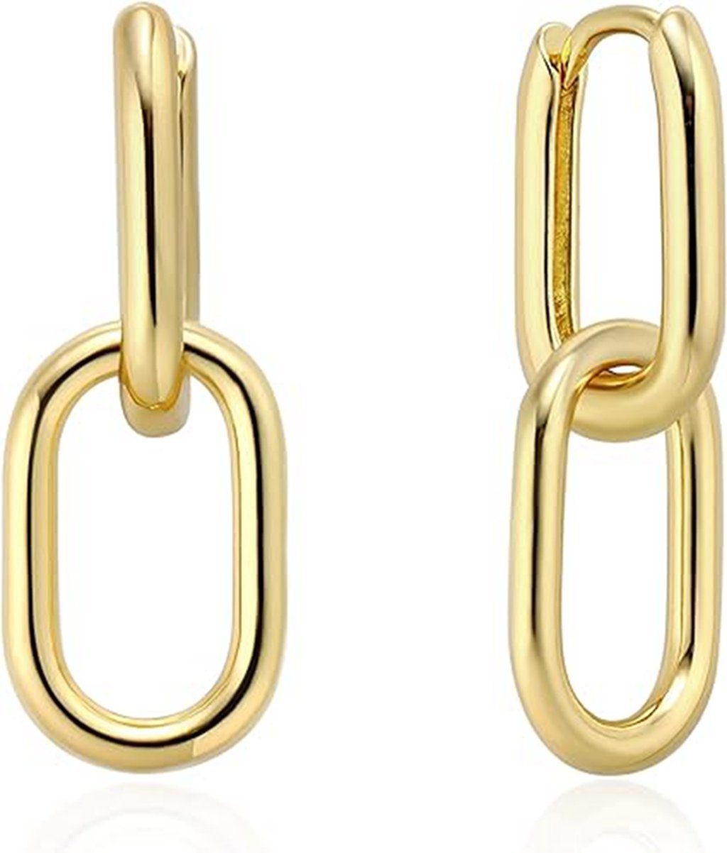 Paperpin-Ohrringe Paar Ovale Gold aus Ohrhänger S925-Sterlingsilber WaKuKa