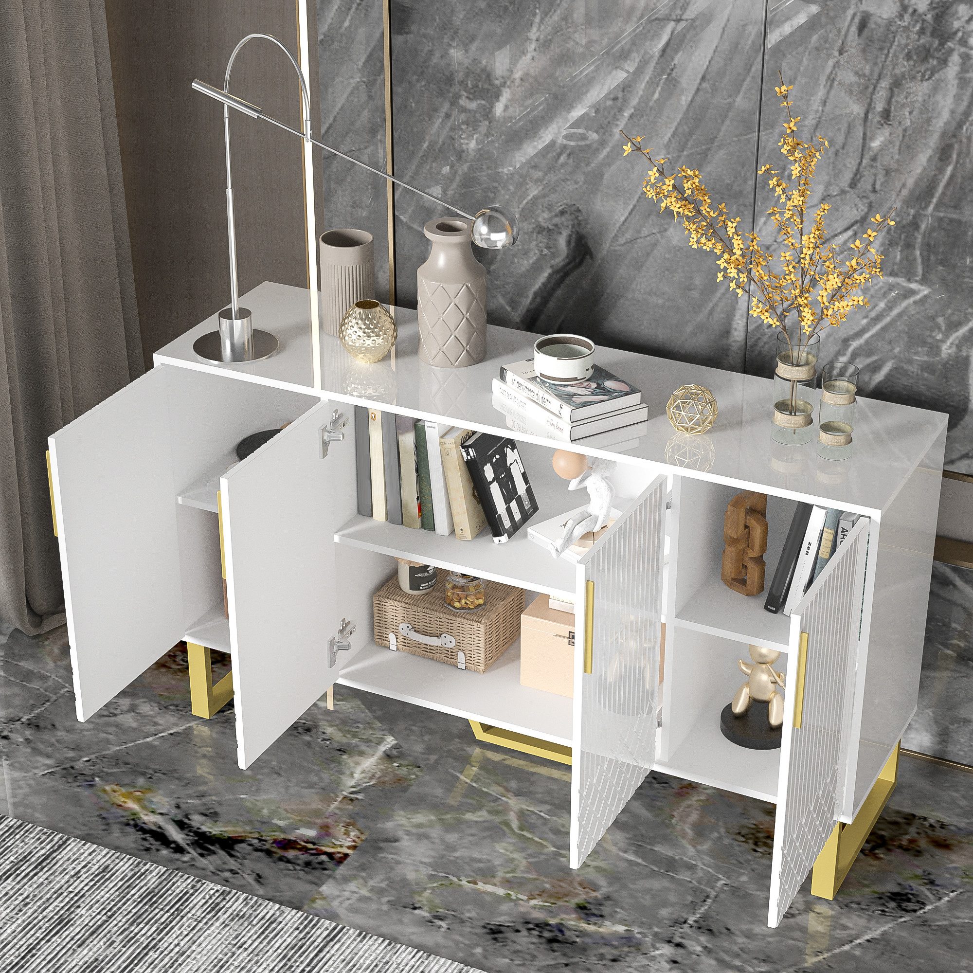 Merax Sideboard mit geometrisches Frontdesign (1 günstig online kaufen