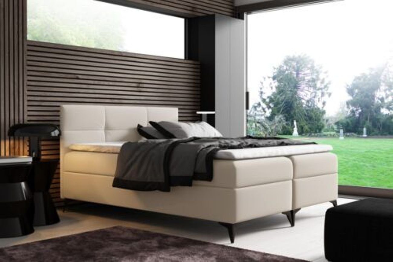 mit JVmoebel 180x200 Hotel Modern Weiß Doppel Bett, Design Bett Boxspringbett Bettkasten