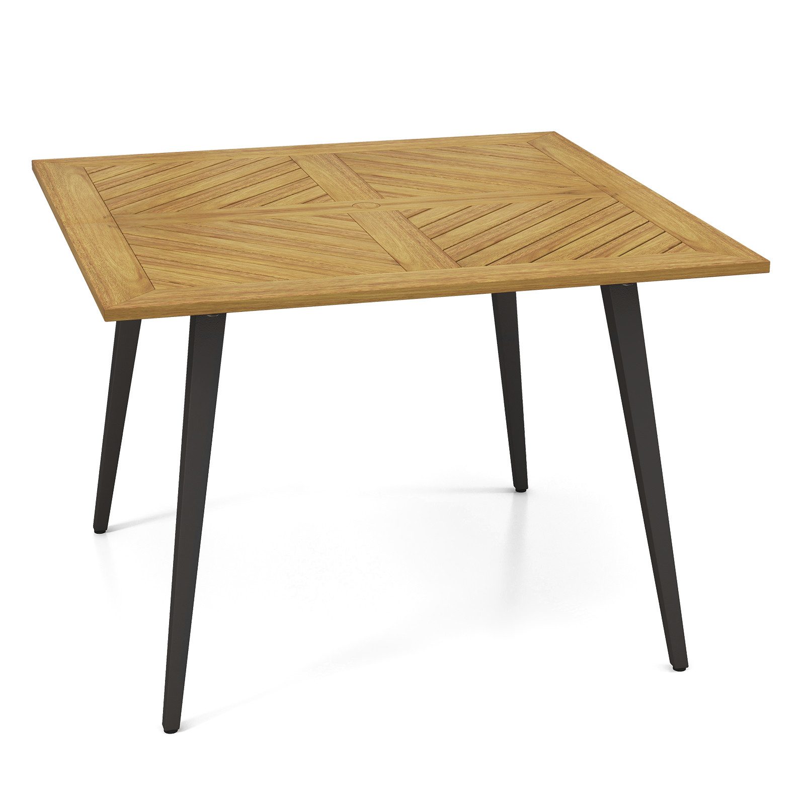 COSTWAY Gartentisch, Akazienholz mit Schirmloch, 107x107cm günstig online kaufen