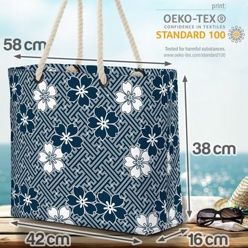 VOID Strandtasche (1-tlg), Japan Blumen Muster Beach Bag japanisch Blüten China Chinesisch Urlaub Asien
