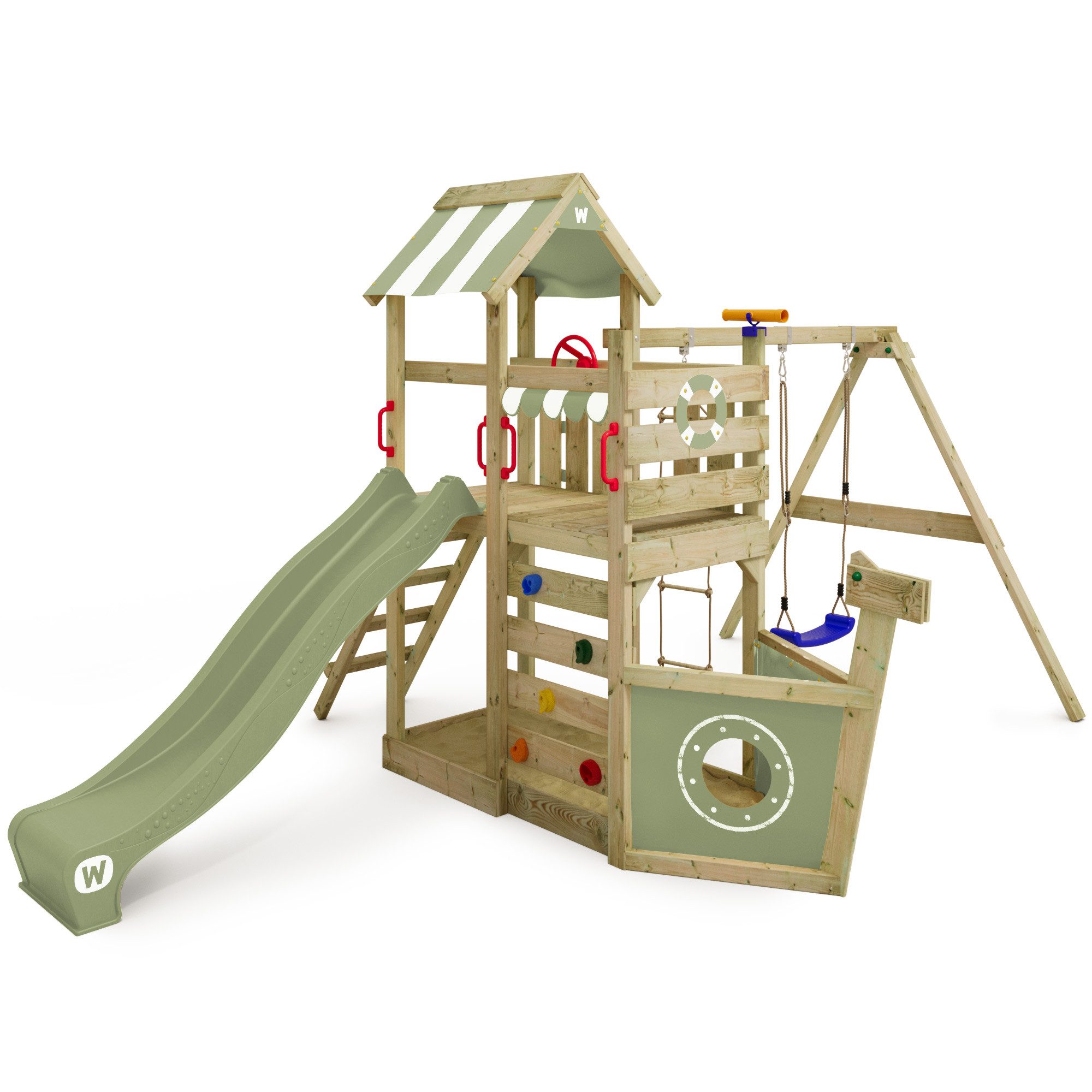 Wickey Spielturm SeaFlyer – Maritimer Kinderkletterturm in Schiffsoptik, Klettergerüst - Perfekt für kleine Seefahrer mit 10 Jahren Garantie*