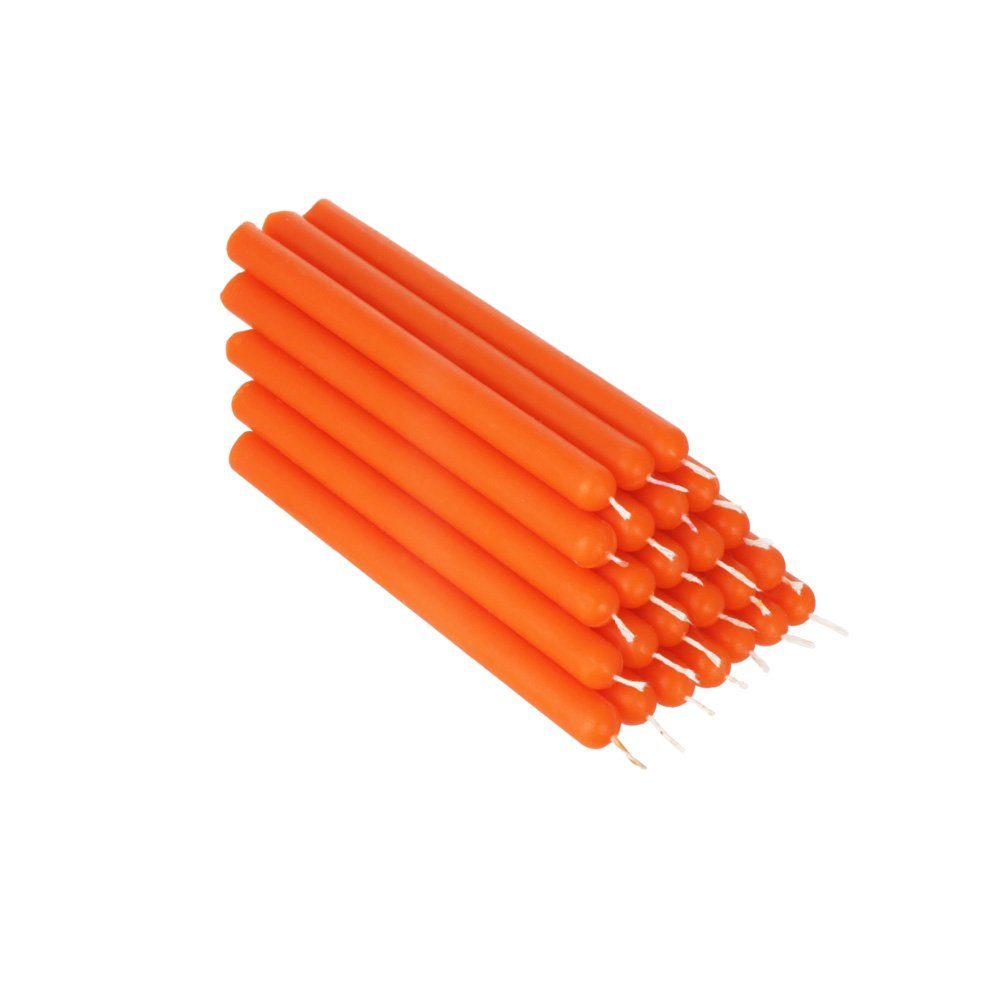 NKlaus Formkerze 25x Orange Bienenwachs 12cm Tafelkerze Ritualkerze
