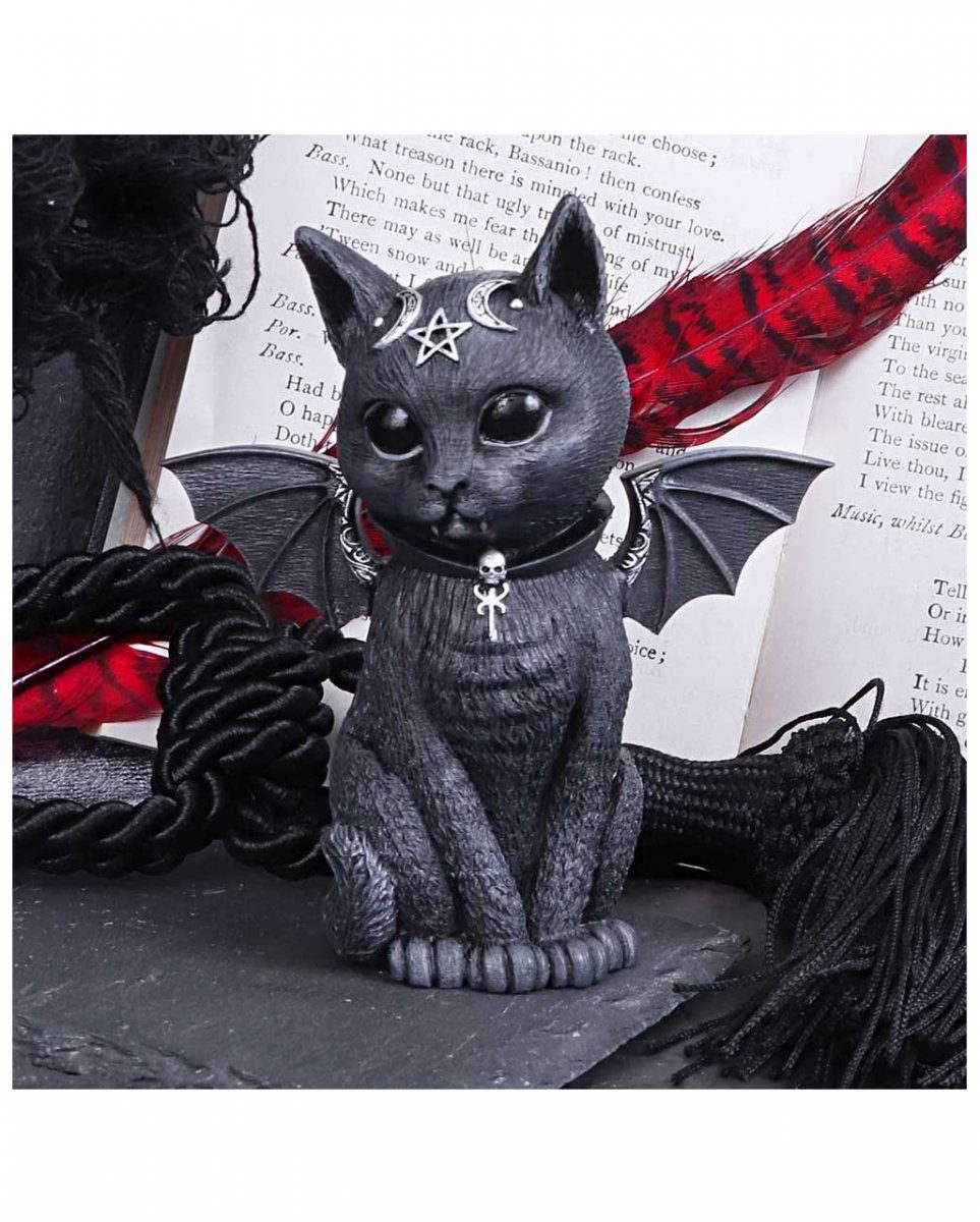 Malpuss Horror-Shop Okkult Schwarze Design Katze Dekofigur im mit Flügel