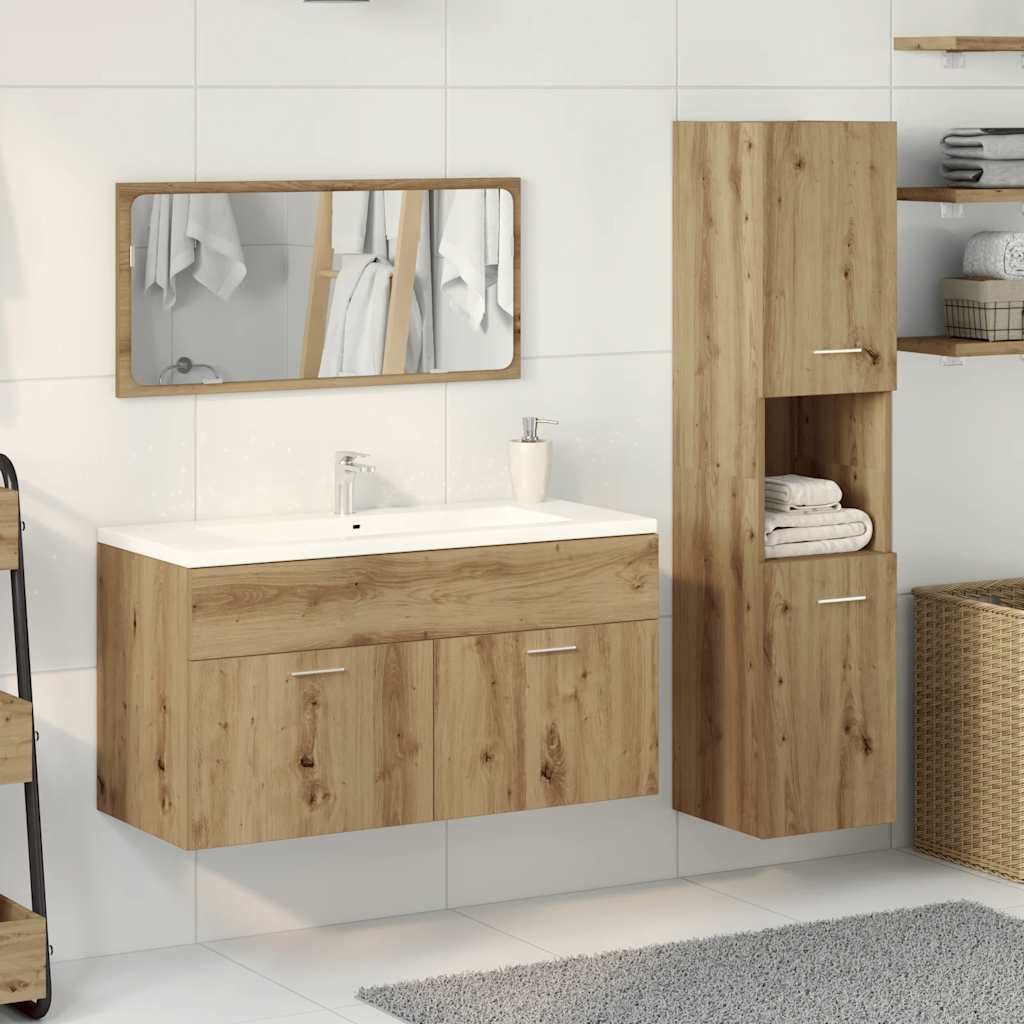 vidaXL Badezimmer-Set 3-tlg. Badmöbel-Set Artisan-Eiche Holzwerkstoff, günstig online kaufen