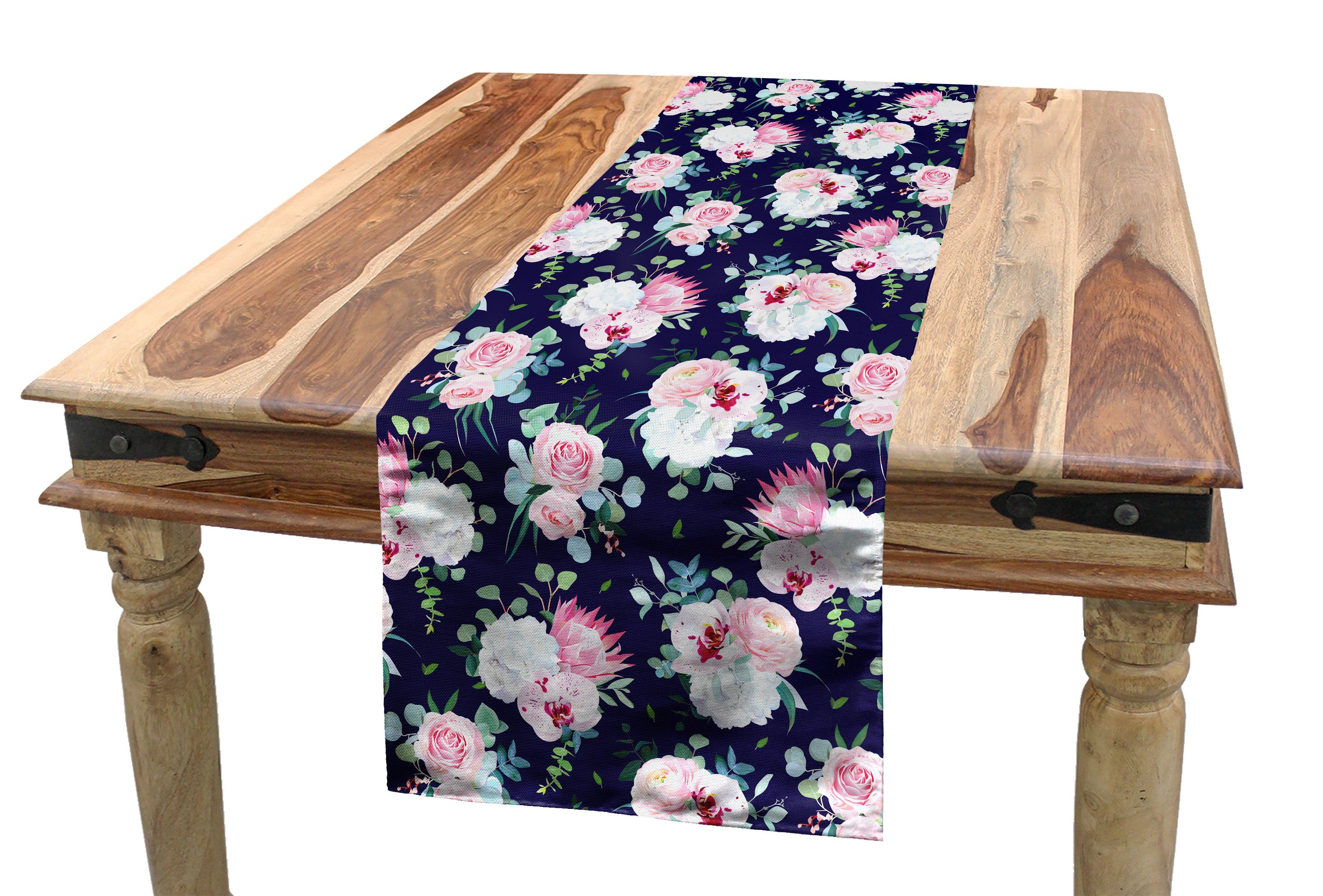 Abakuhaus Tischläufer Esszimmer Küche Rechteckiger Dekorativer Tischläufer, Vintage Rose Zarte Blumenstrauß