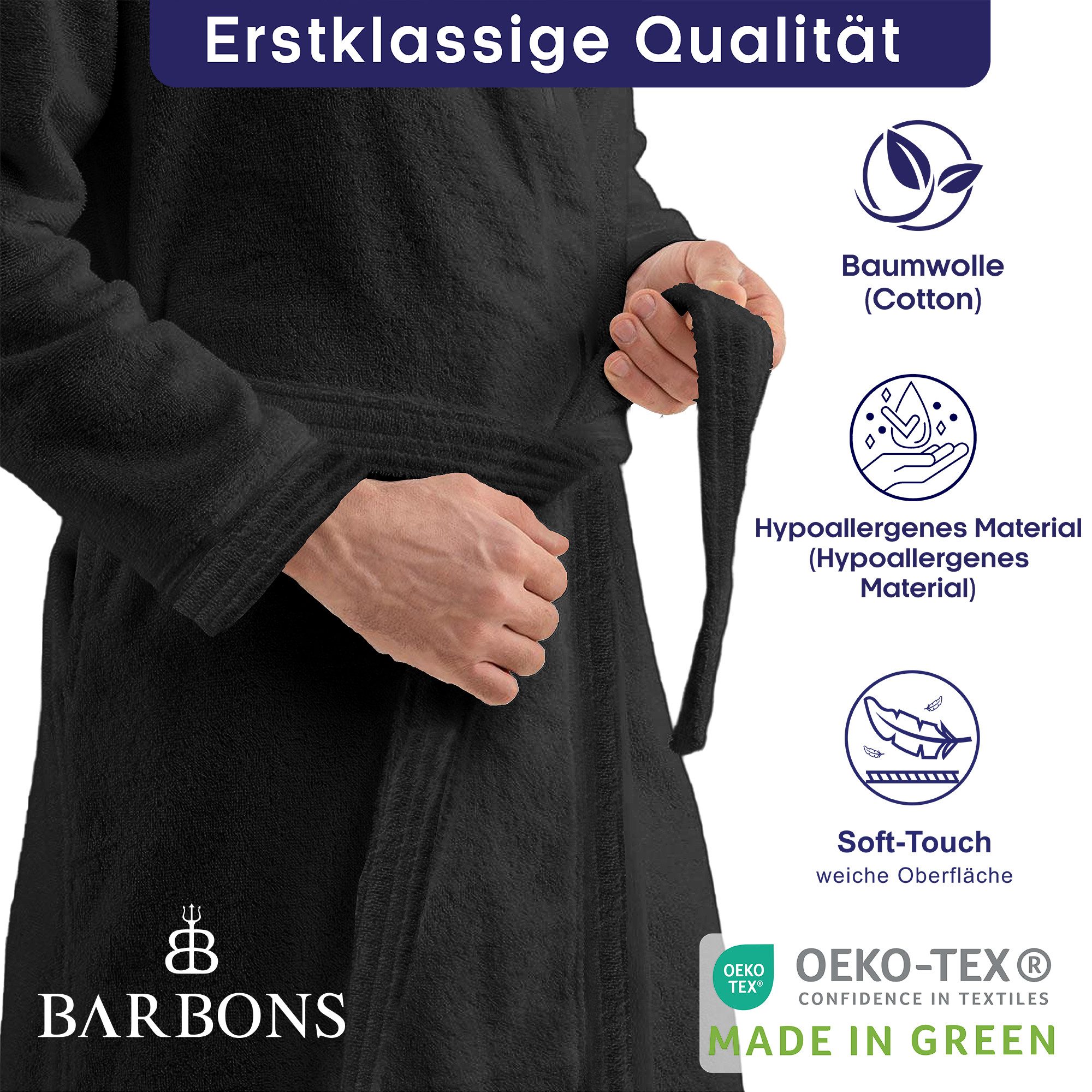 BARBONS Herrenbademantel Barbons Bademantel Herren, Morgenmantel günstig online kaufen