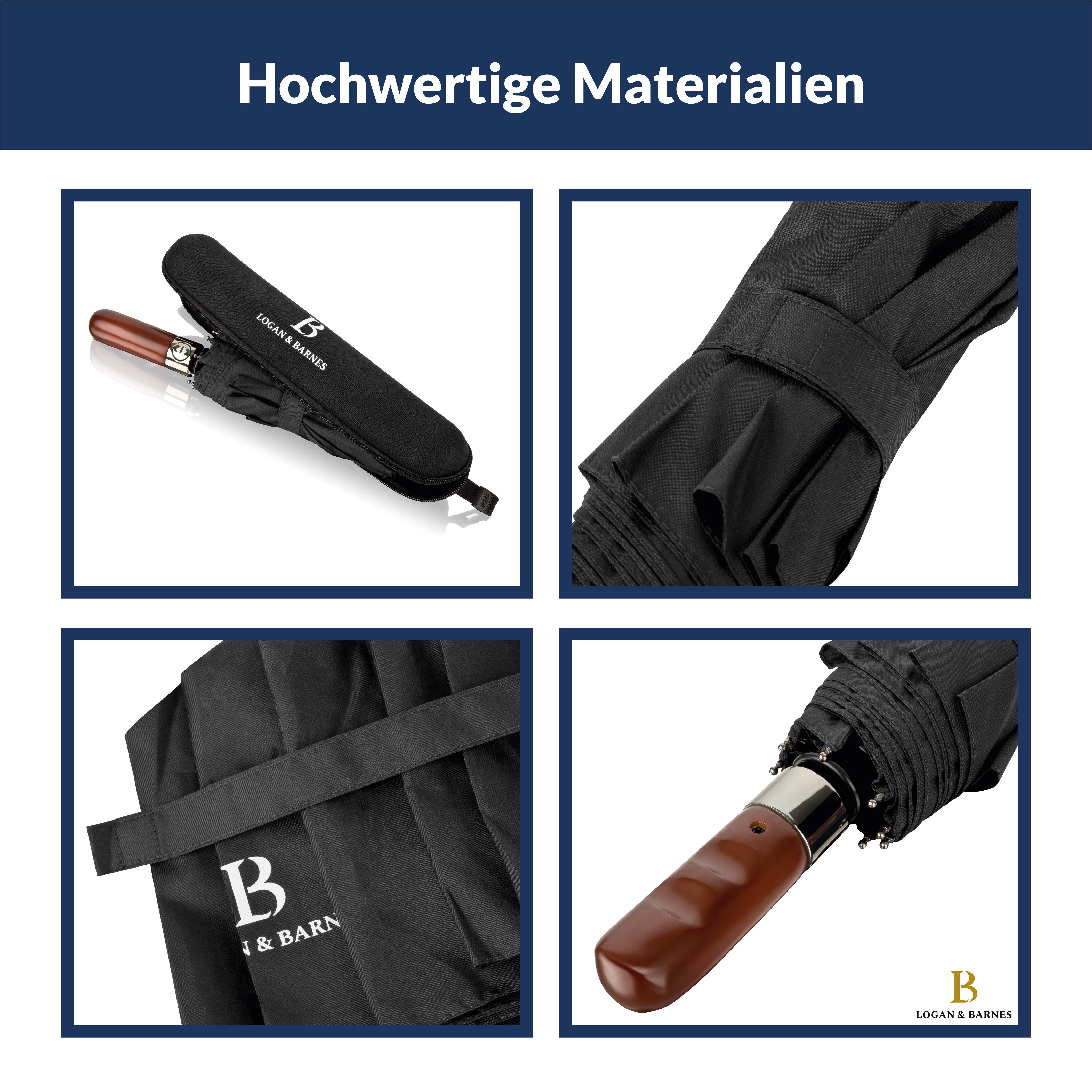 Logan & Barnes Taschenregenschirm Dublin, Sturmfest bis 140 km/h