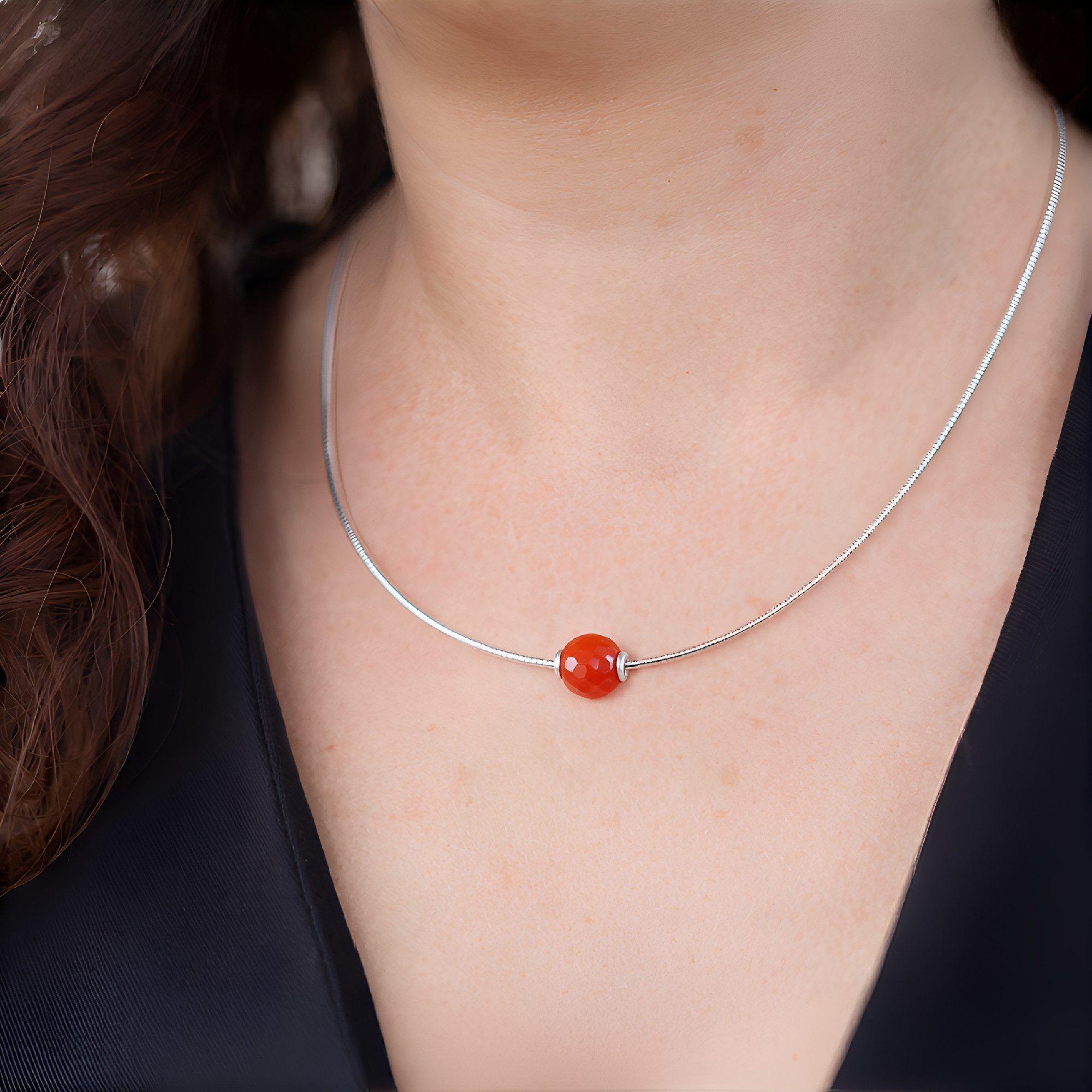 Cavill Kettenanhänger Roter Onyx-Anhänger 23,12 ct rund, facettiert, 925 Si günstig online kaufen