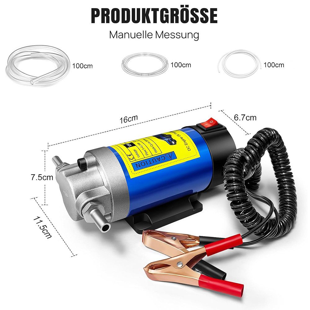 AFKSMILE Ölabsaugpumpe 12V 100W Ölabsaugpumpe, Kraftstoffpumpe, Motoröl-Wechsel Umfüllpumpe (1-tlg), Tragbarer Motor, Geräuscharm, Selbstansaugender Motor, Fluid Extractor