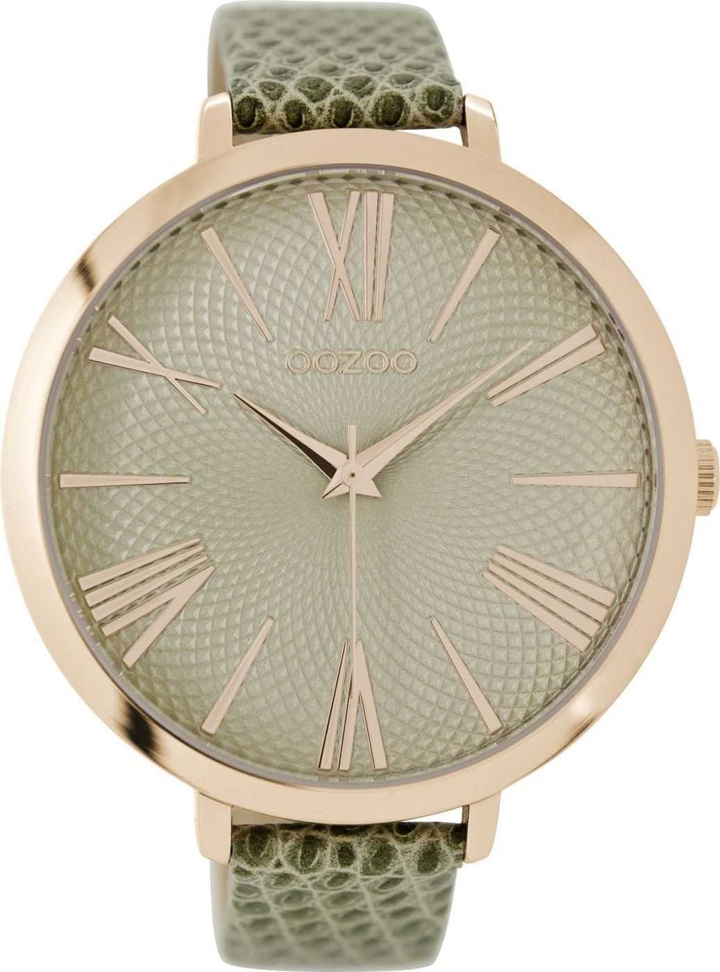 OOZOO Quarzuhr Snake Look XXL Damenuhr C9170 Grün Lederband 48 mm günstig online kaufen