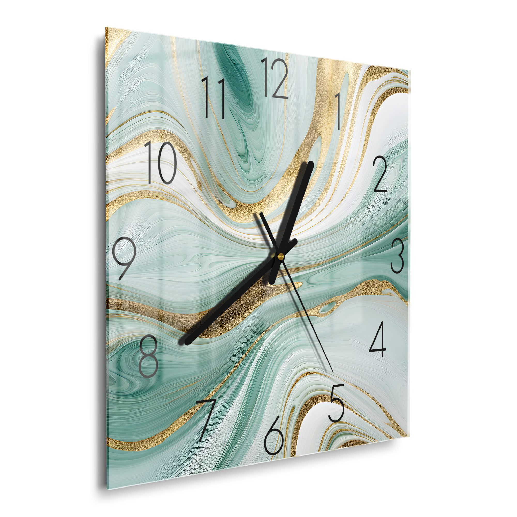 DEQORI Wanduhr 'Smaragdfarbene Wogen' (Glas Glasuhr günstig online kaufen