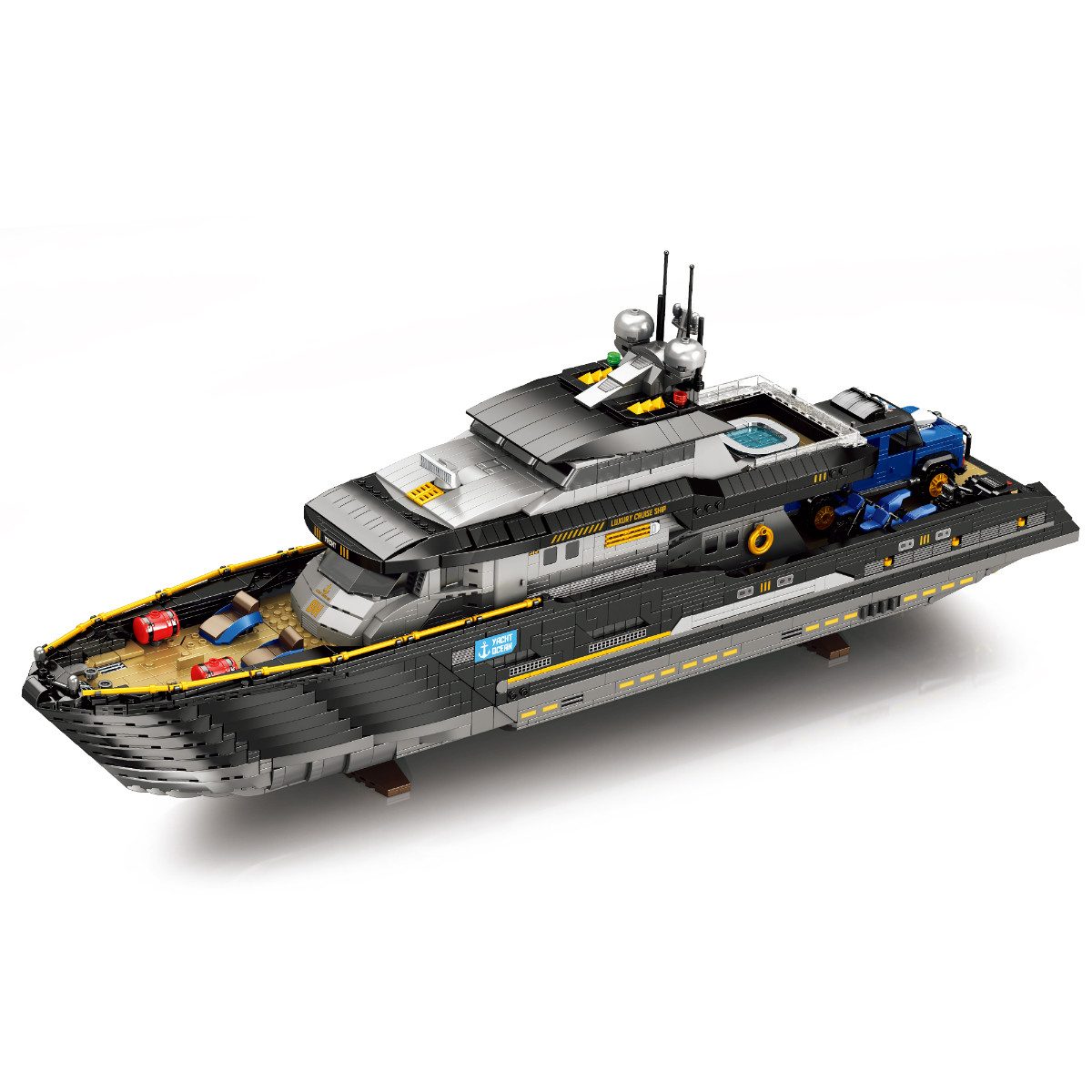 Reobrix 66103 Luxus Yacht Spielbausteine, (Konstruktionsspielzeug, 4421 St., Bauset), 75 cm großes Yacht Displaymodell