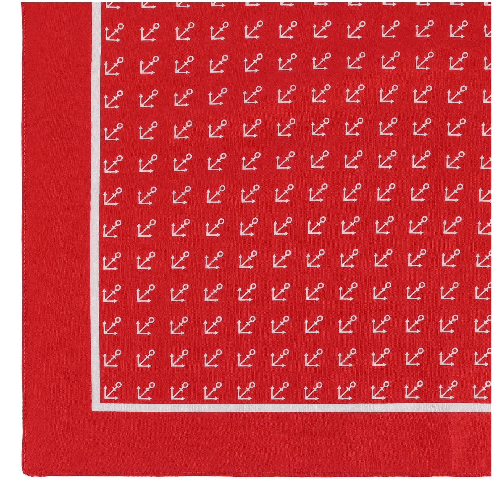 modAS Modetuch, Vierecktuch Bandana Kopftuch ca. 54x54 cm- Tuch in verschiedenen Designs und Farben aus Baumwolle (65) Rot mit Anker