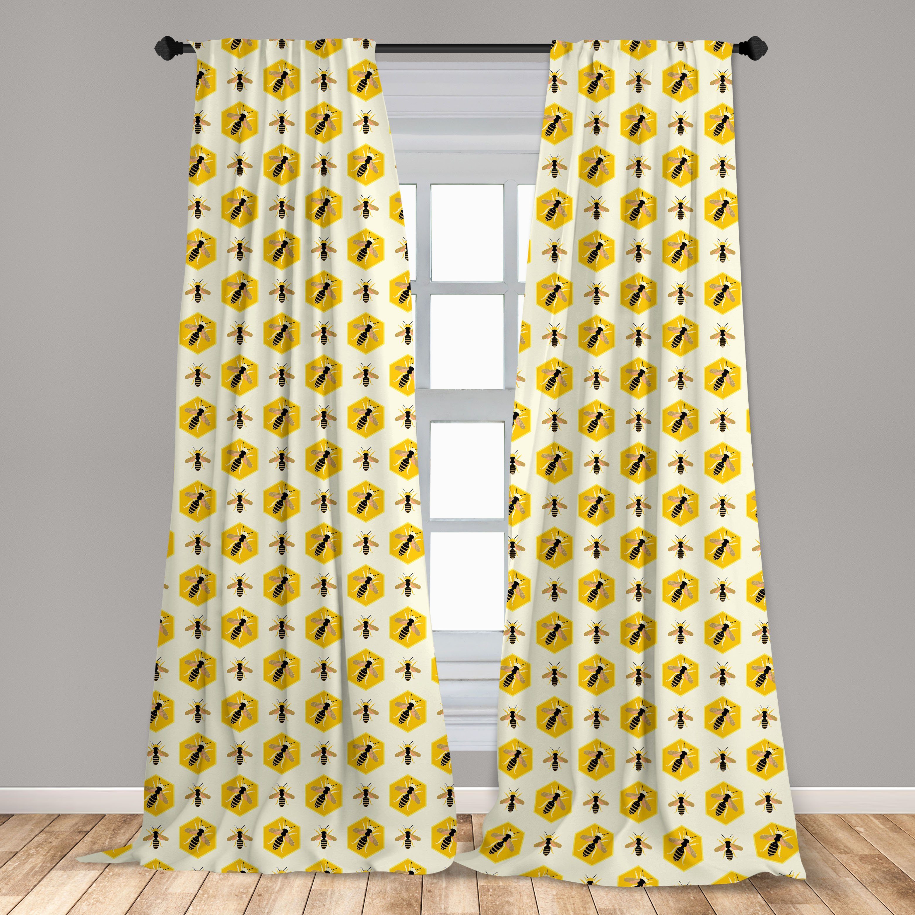Shapes Wiederholen Abakuhaus, Dekor, Vorhang Hexagon für Schlafzimmer Gardine Bienenkönigin Microfaser, von Wohnzimmer