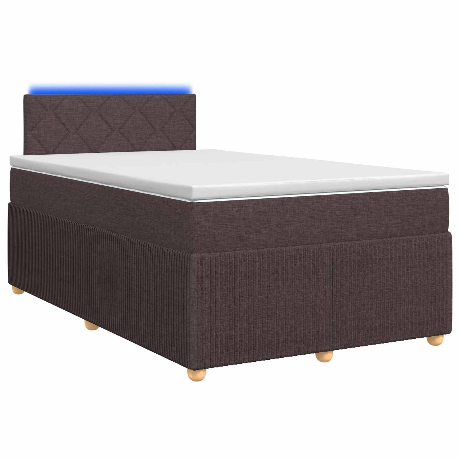 vidaXL Bett Boxspringbett mit Matratze Dunkelbraun 120 x 190 cm Stoff (1-tlg)