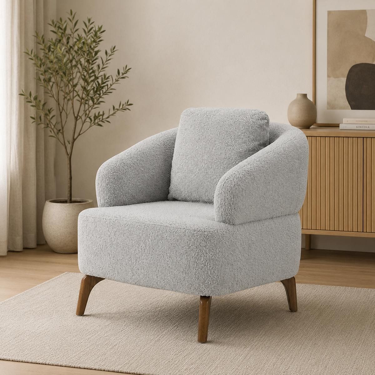 JVmoebel Loungesessel Sessel Weiß Minimalistisches Design Moderner Stil Gemütlich Weich (1-St), Made in Europa