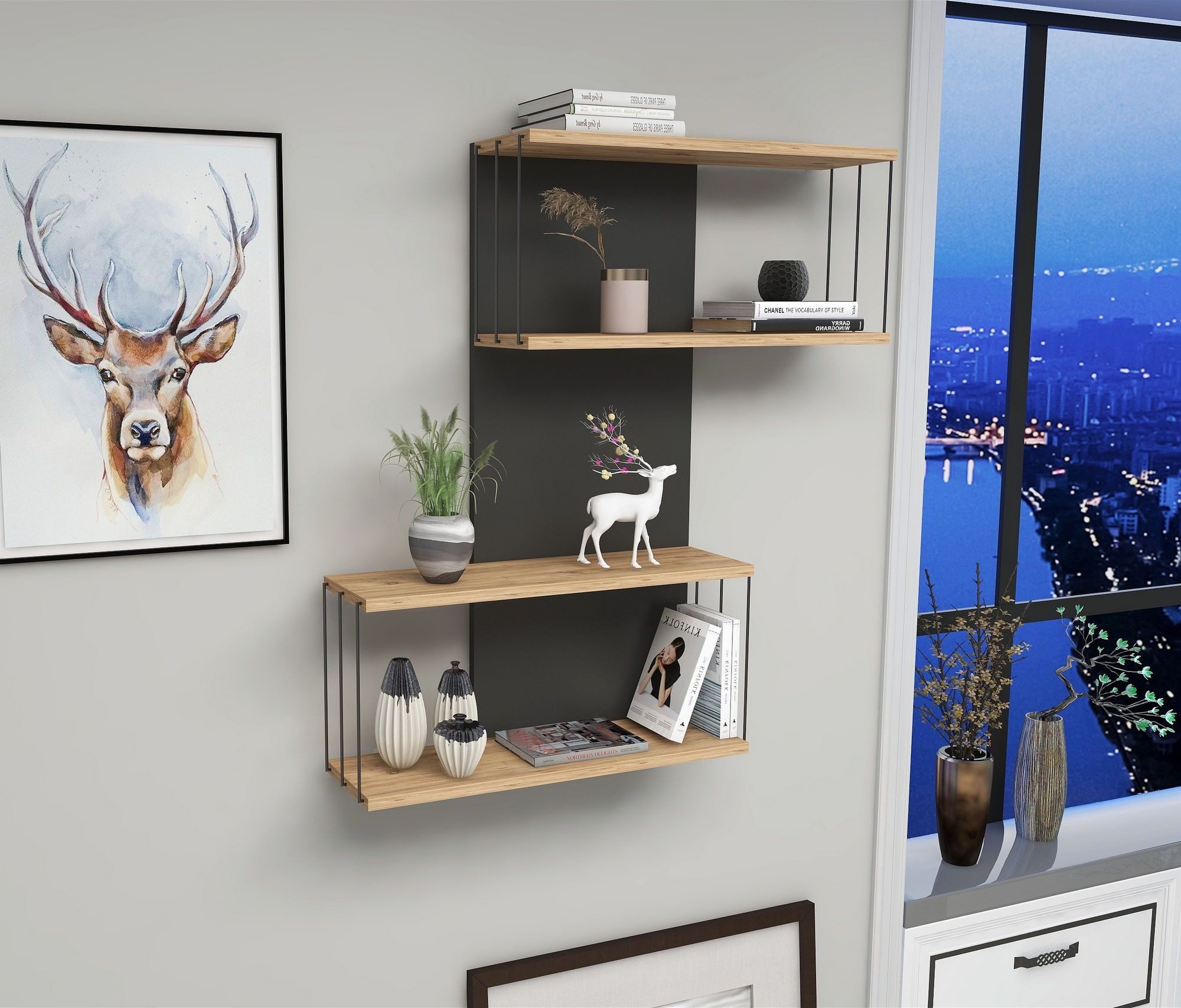 Skye Decor Wandregal 100% MELAMINE COATED PARTICLE BOARD, 96 cm x 19 cm x 65 cm N1742
