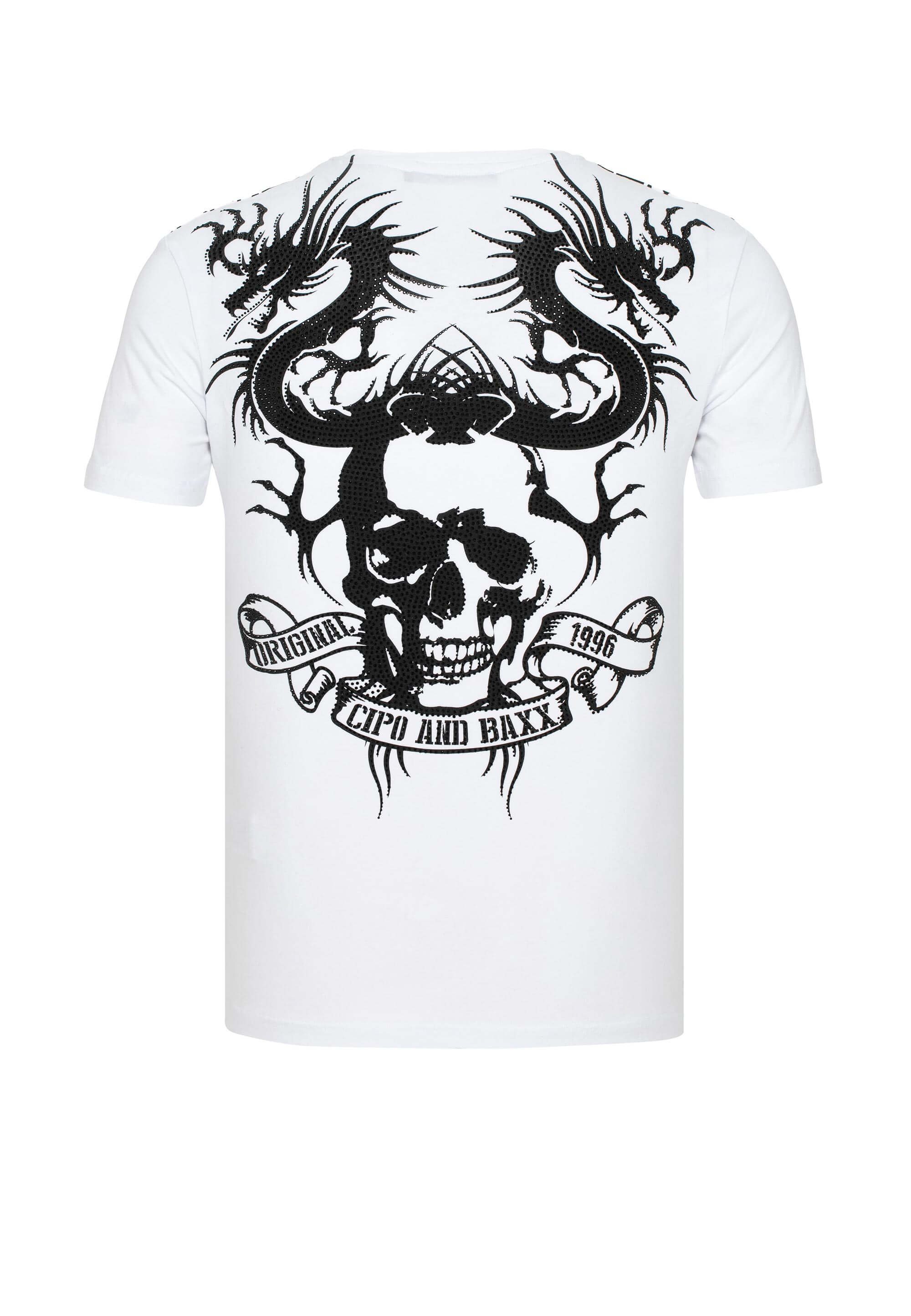 T-Shirt Cipo Edelsteinbestickung & mit weiß Baxx