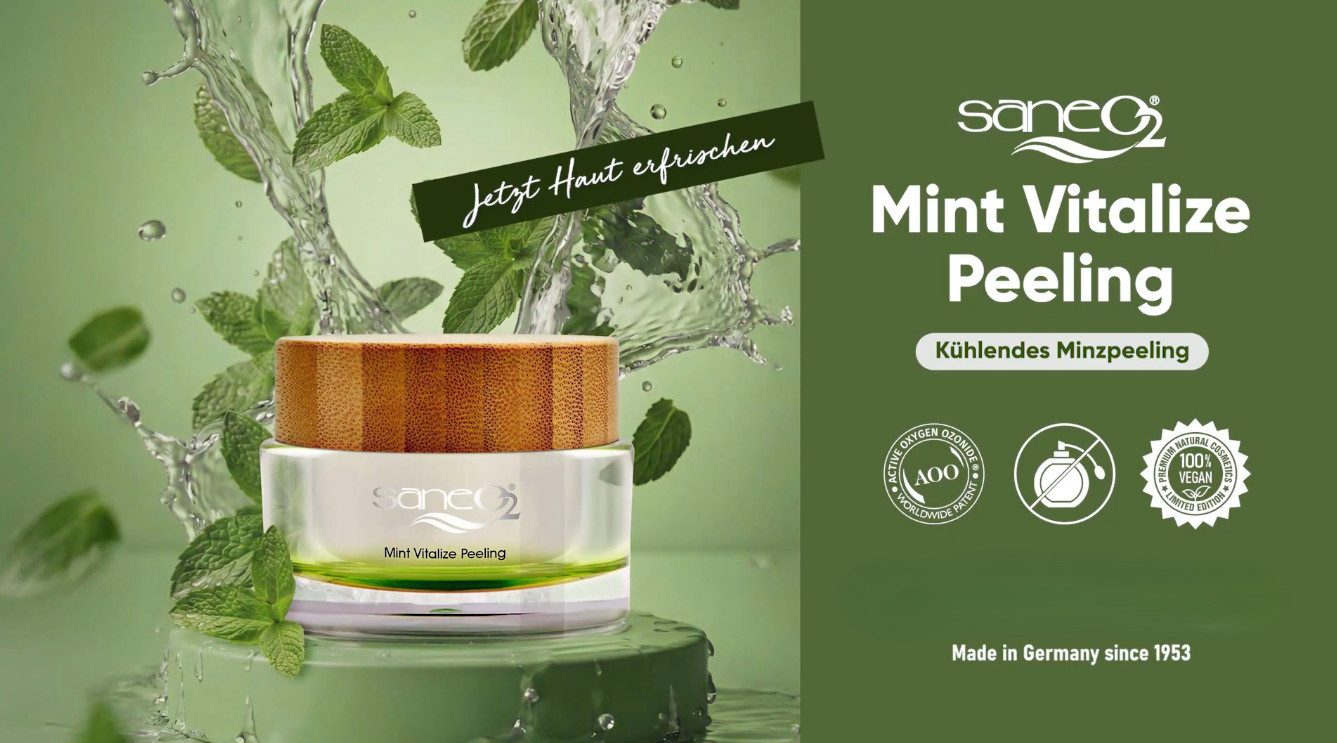 GW Nature Cosmetic Gesichtspeeling SaneO2® Mint Vitalize Peeling 50 ml - Minzpeeling, Kühlendes Minzpeeling mit feinem Seesand
