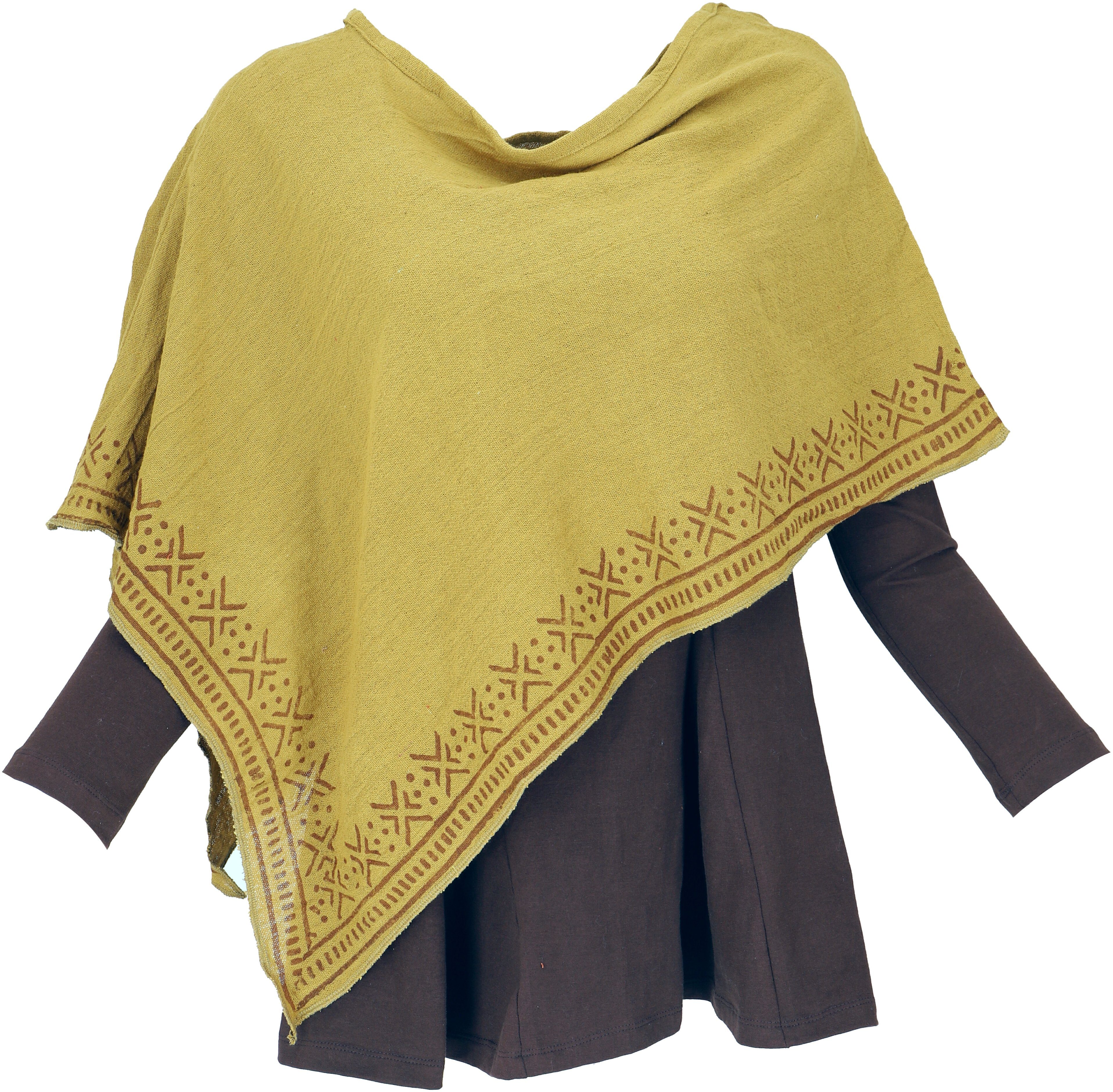 Guru-Shop Langjacke Lagenlook Poncho, bedruckter leichter günstig online kaufen