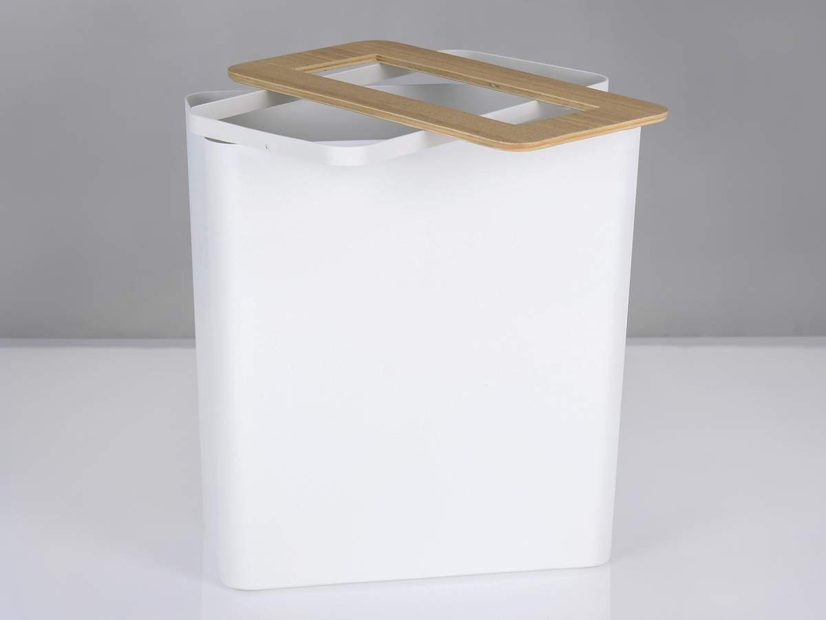 Yamazaki Papierkorb Rin, Mülleimer, modern, nur minimalistisch, klein eckig, und hoch weiß 30cm