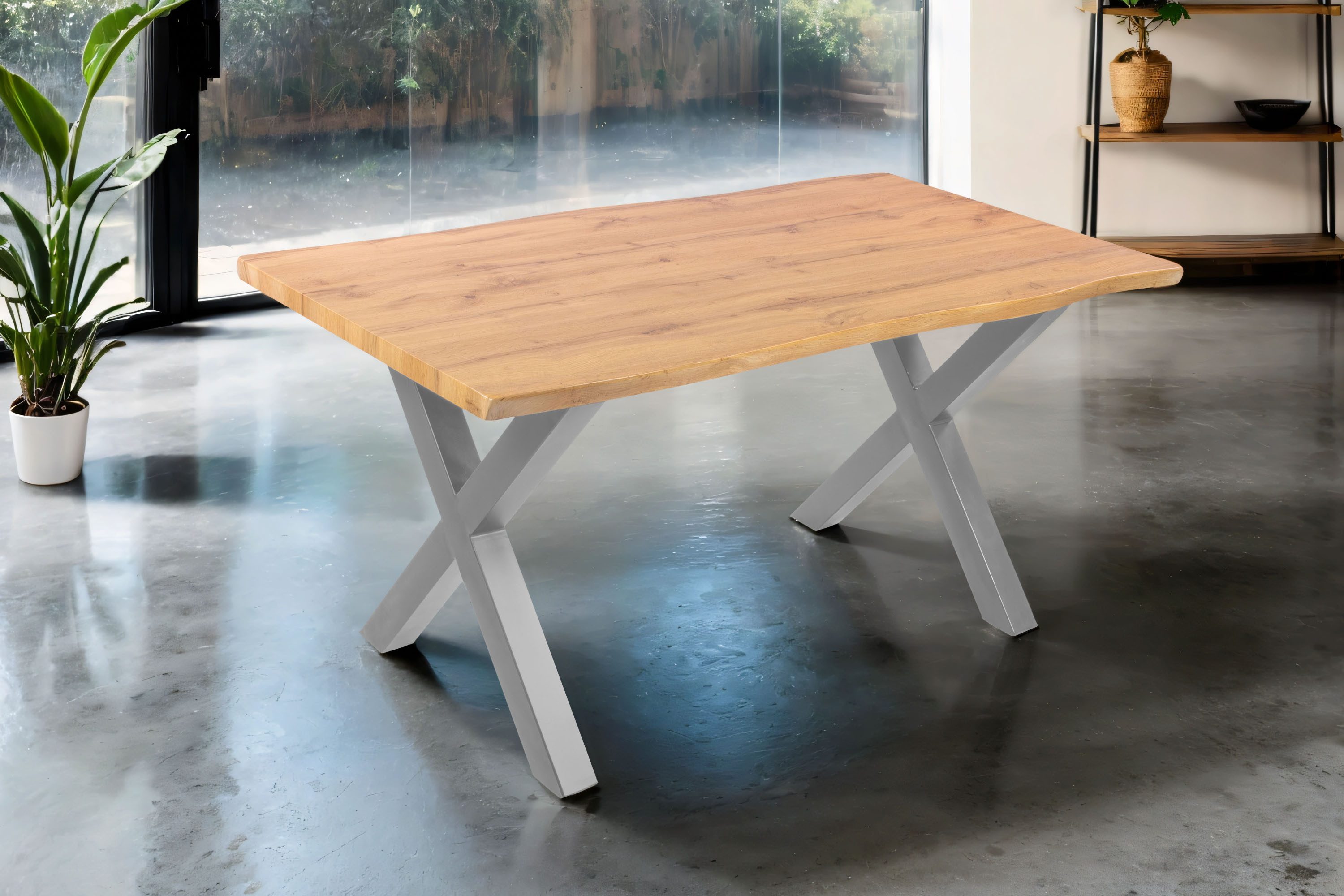 SAM® Esstisch Thori, verschiedene Holz-Optiken, X-Metallgestell, günstig online kaufen