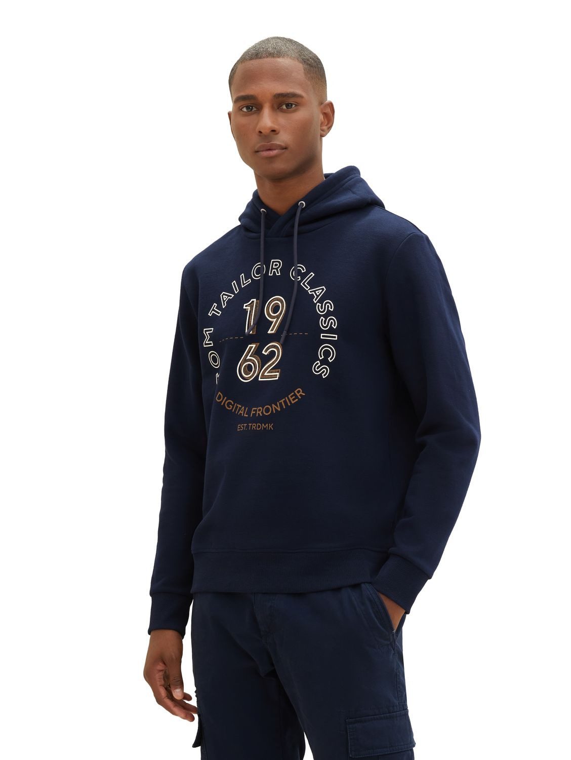 TOM TAILOR Hoodie PRINTED aus Baumwollmix