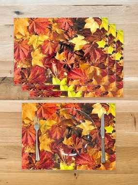 Platzset, Artipics Tischsets Herbstlaub Platzsets Abwaschbar Kunststoff 4 Stück, Artipics Tischkunst, (1-St)