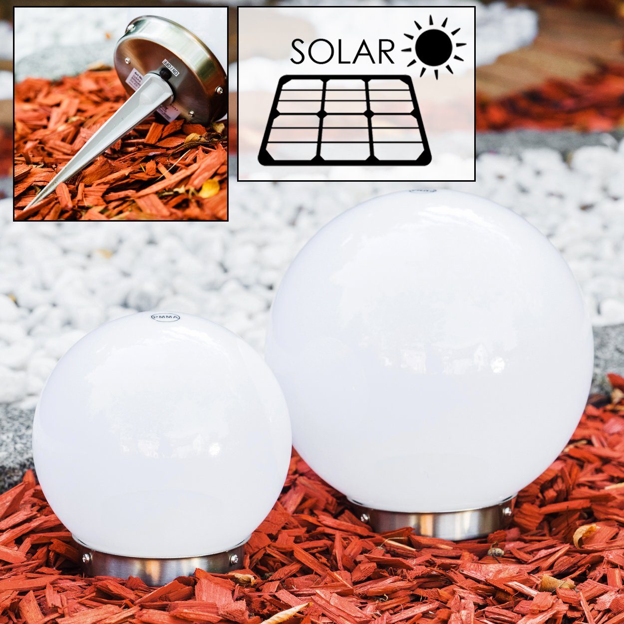 hofstein Kugelleuchte Solar Kugelleuchte 15 cm Terrasse Licht Garten Wegelampe Hof Veranda