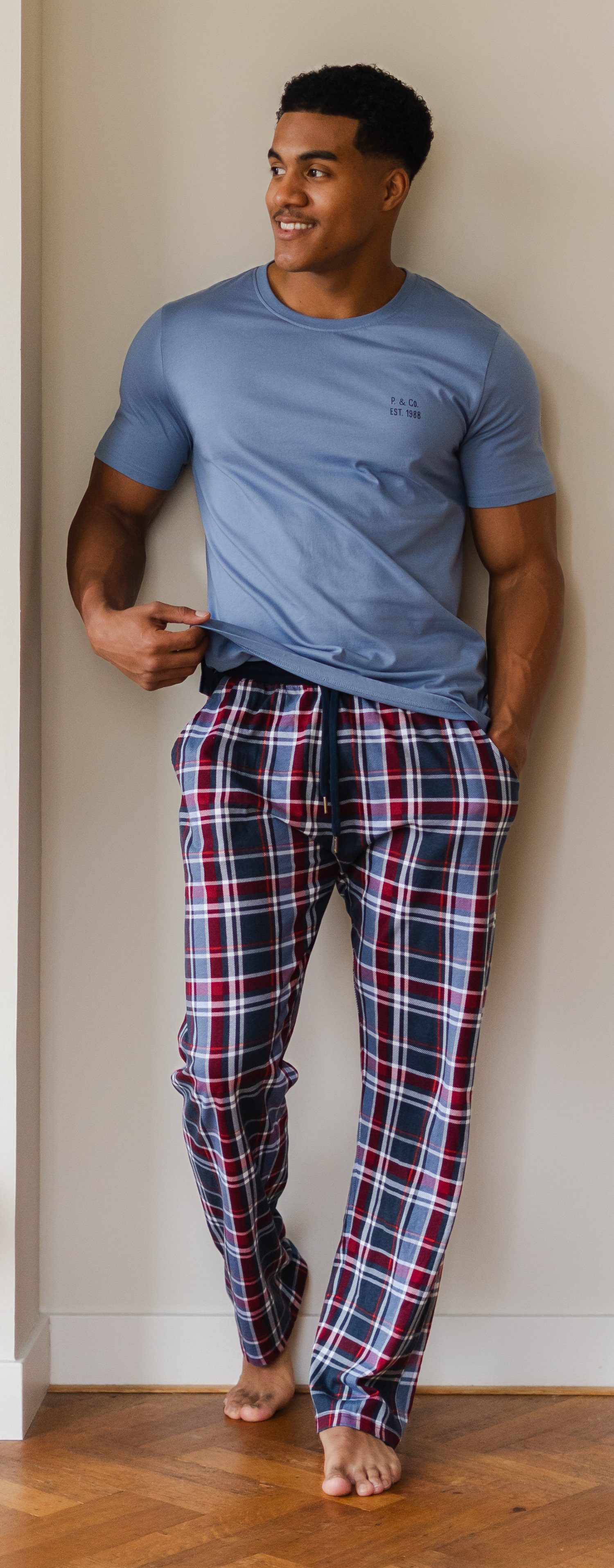 Phil & Co. Pyjamahose Herren Schlafanzughose kariert (1-tlg) Modisches Design