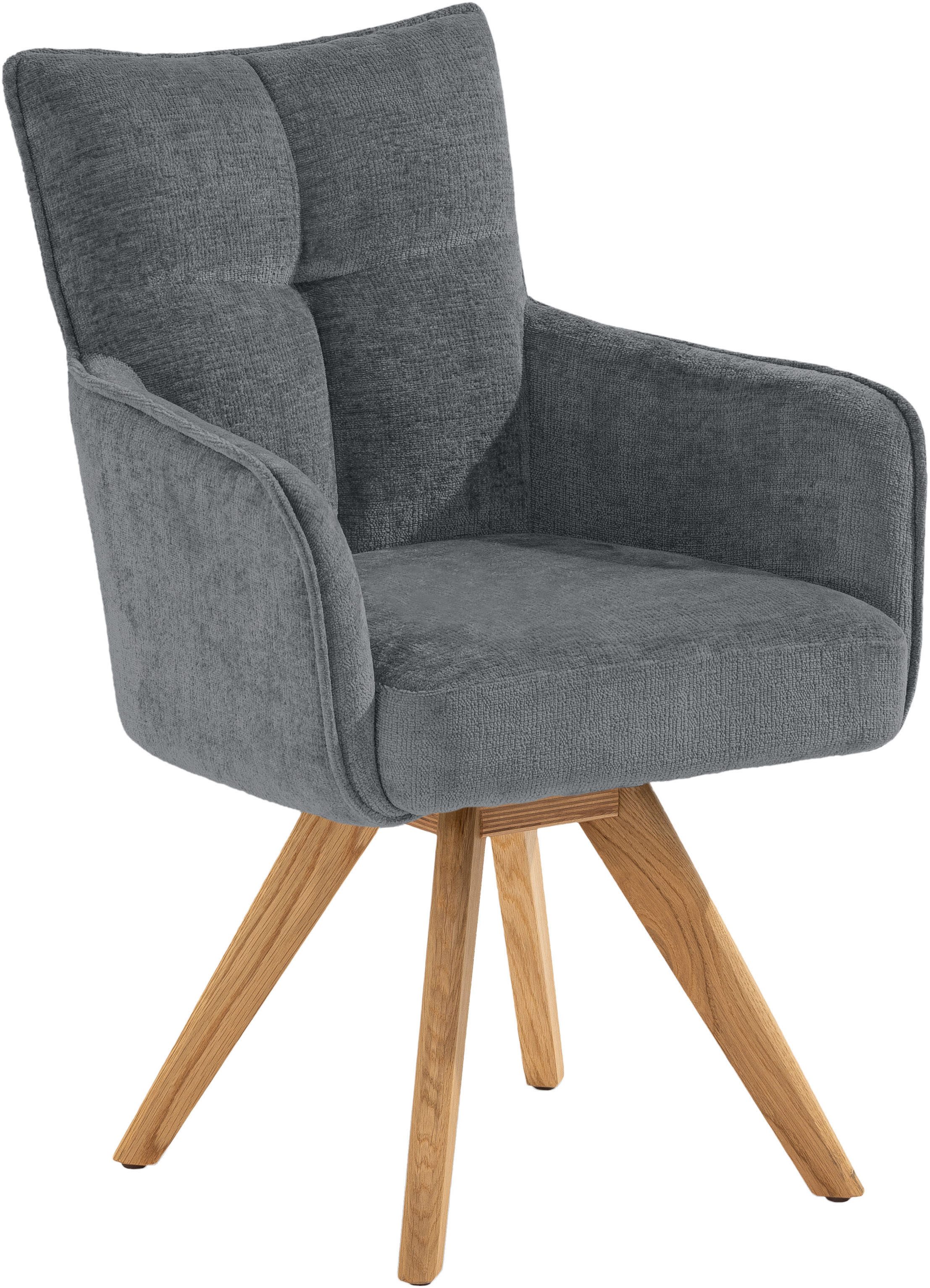 set one by Musterring Armlehnstuhl Tucson (Set), 2er-Set, drehbar mit Rückholfunktion, Stativgestell aus Eiche massiv