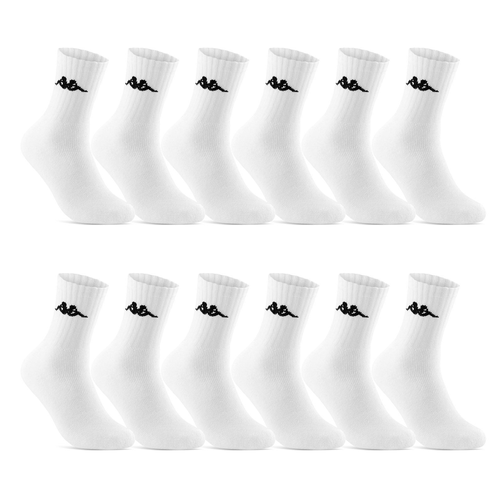 sockenkauf24 Sportsocken 6 oder 12 Paar KAPPA Socken Herren & Damen Sportsocken (Weiß, 12-Paar, 35-38) Arbeitssocken Baumwolle