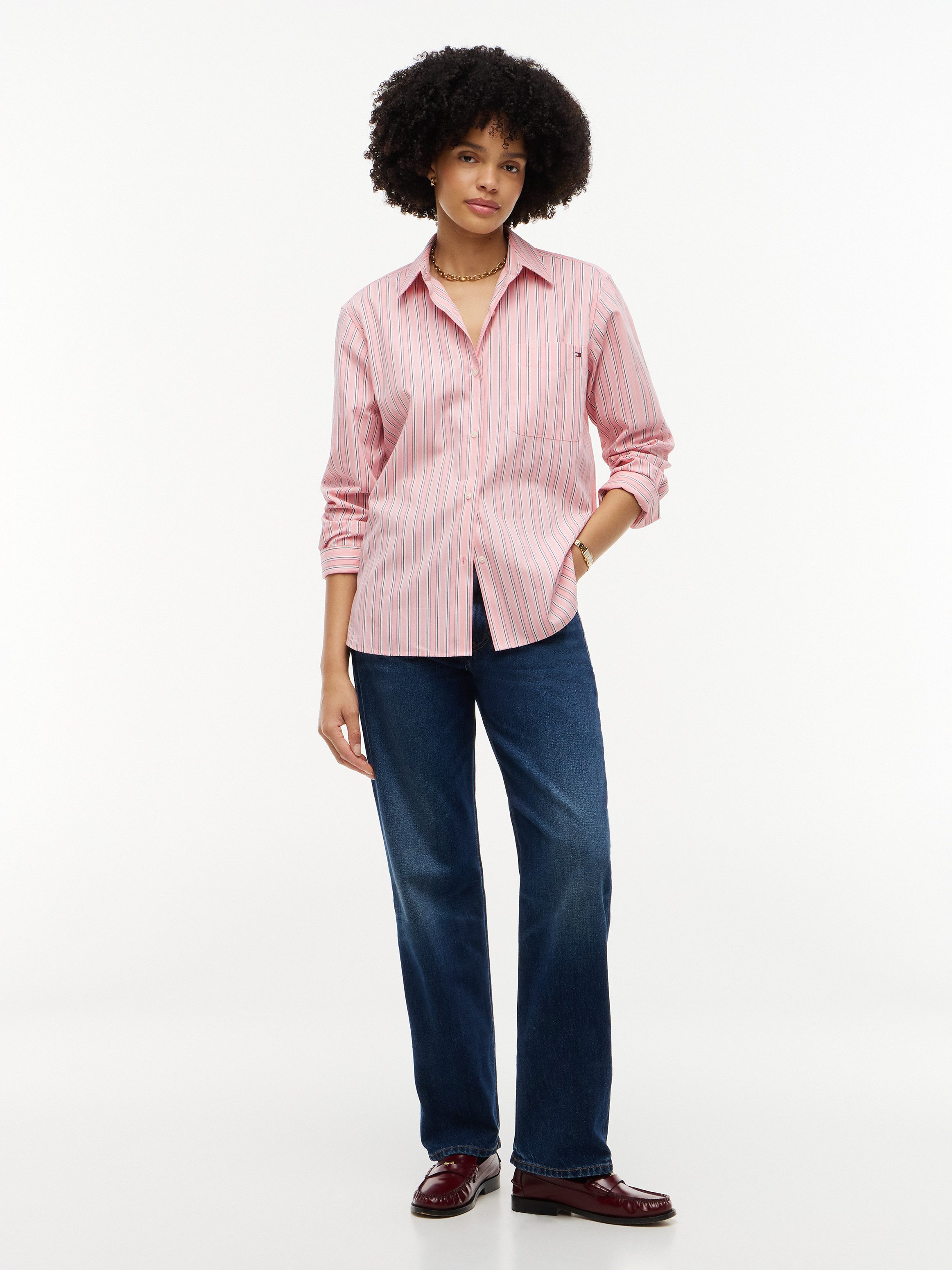 Tommy Hilfiger Langarmbluse ESS POPLIN EASY FIT SHIRT Baumwolle – Bild 4 von 5
