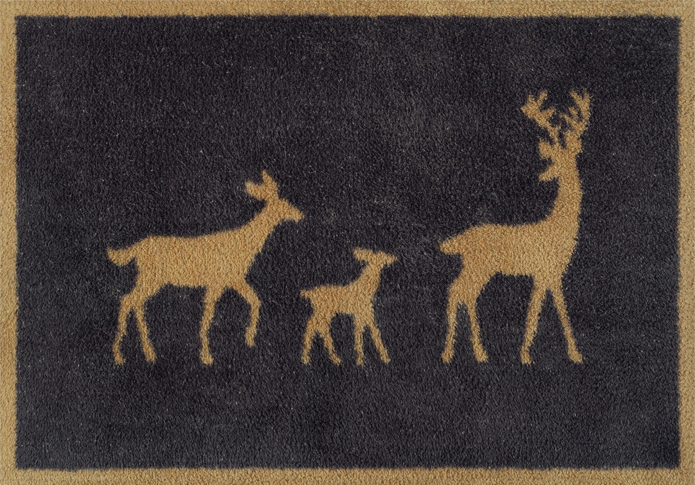 Turtle Mat Fußmatte Deer Family Gold, rechteckig, Höhe: 9 mm, waschbar und trocknergeeignet