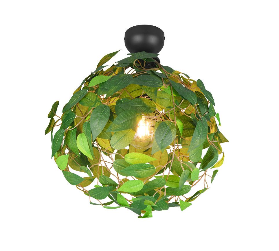 Reality Leuchten Deckenleuchte, Leuchtmittel nicht inklusive, Deckenleuchte Wohnzimmerlampe Blätter-Design grün E27 H 58 cm