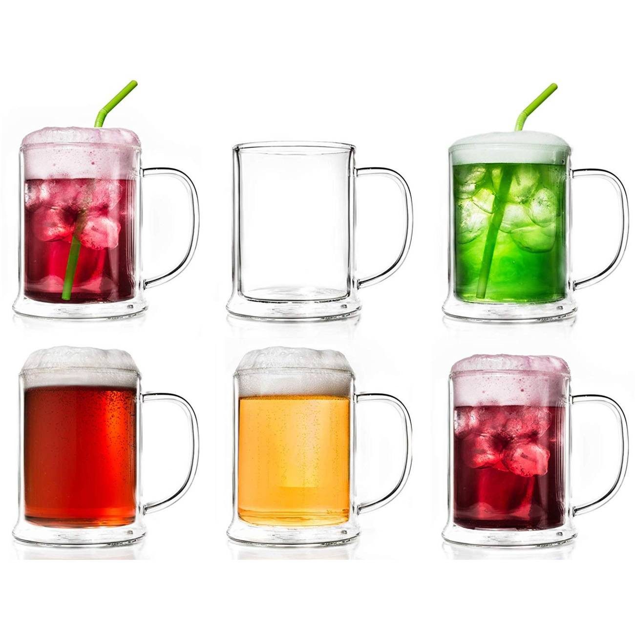 Creano Teeglas Creano doppelwandiges Thermo-Bierglas, 6er-Set, 500ml