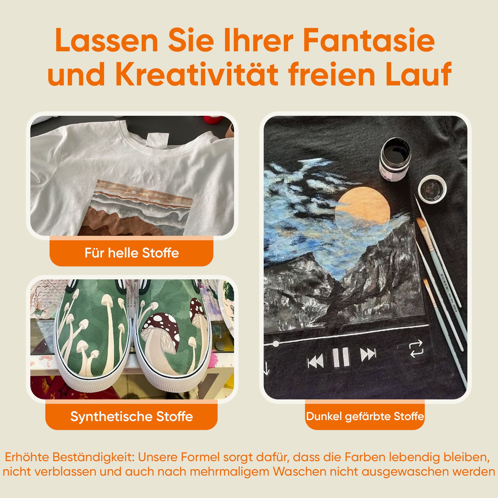 7 Artists Textilfarbe Textilfarbe Waschmaschinenfest Set - Stoffmalfarben Waschfest, für helle und dunkle Textilien