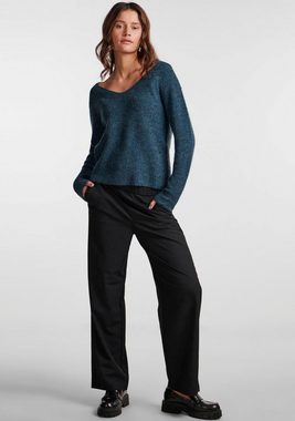 pieces V-Ausschnitt-Pullover PCELLEN LS V-NECK KNIT NOOS BC mit Wolle