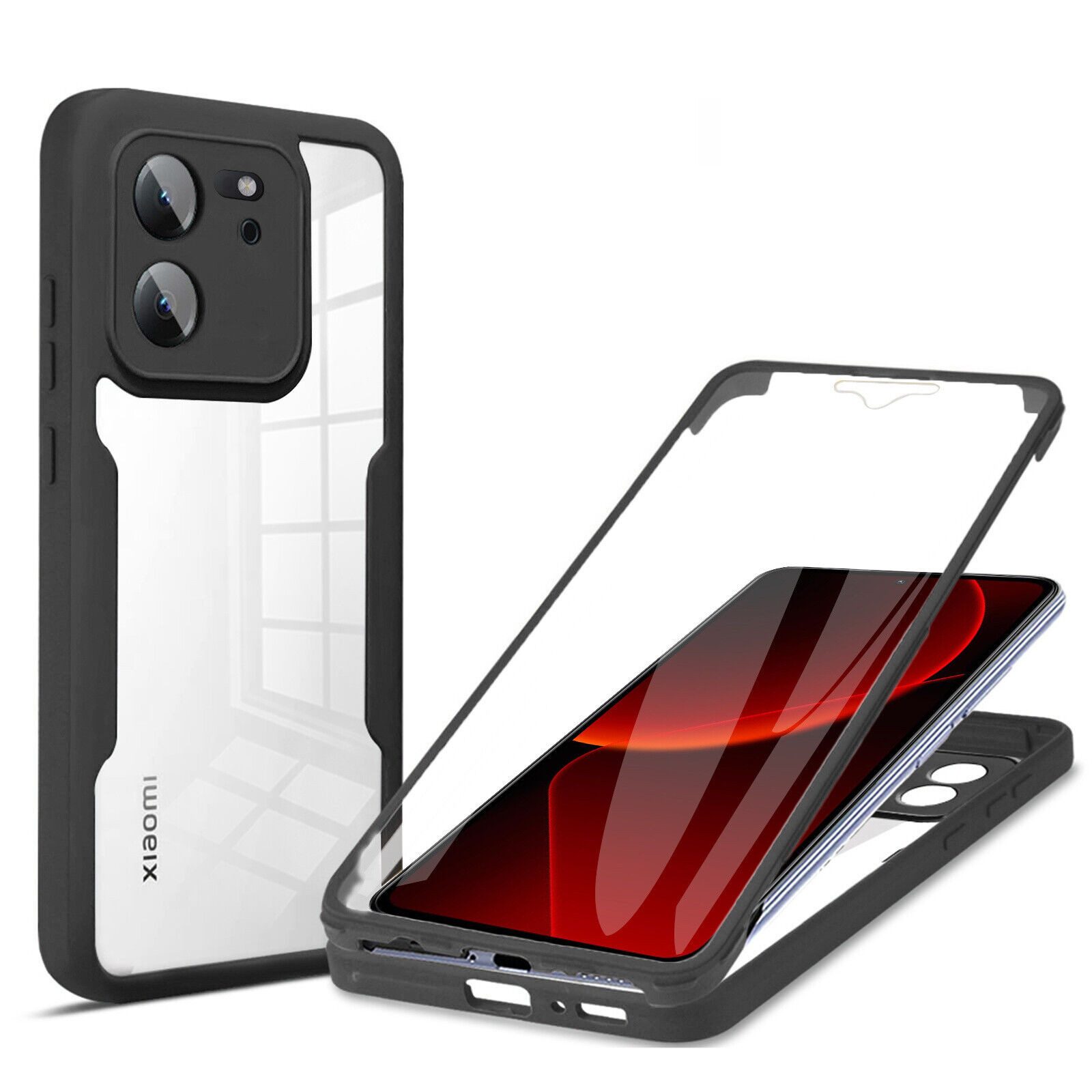 betterfon Handyhülle für Xiaomi 13T / 13T Pro TPU Schutzcase, Rundumschutz mit integrierter Displayabdeckung und klarer Sicht