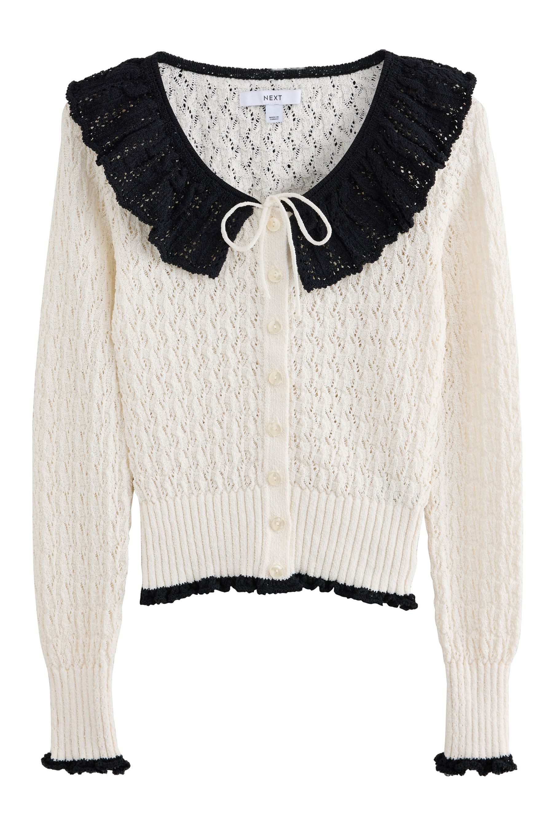 Next Strickjacke Langarm-Strickjacke mit Rüschenkragen (1-tlg)
