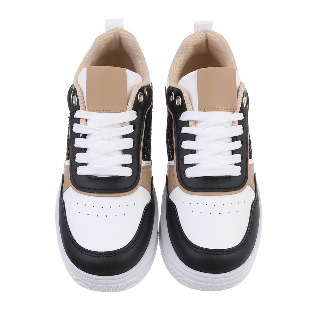 Ital-Design Damen Low-Top Freizeit Sneaker (85878438) Flach Sneakers Low in Schwarz