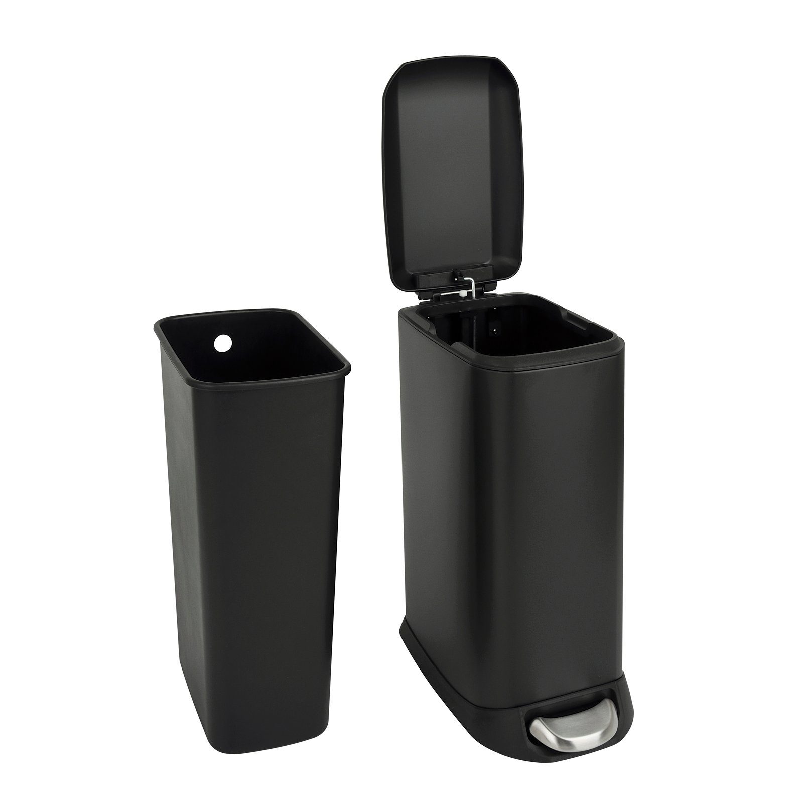 SVITA Mülleimer TS12, Treteimer, 12L, Softclose-Funktion, Stahl pulverbeschichtet, Schwarz