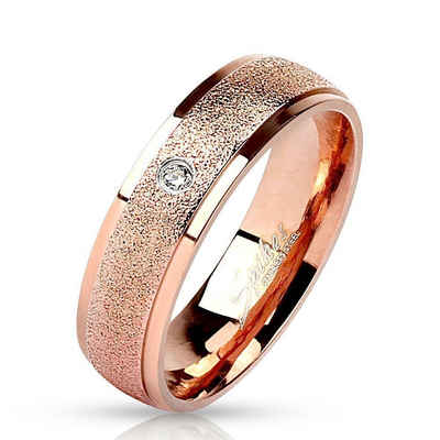 BUNGSA Fingerring Ring sandoptik Rosegold aus Edelstahl Unisex (Ring, 1-tlg), Frauen Mädchen