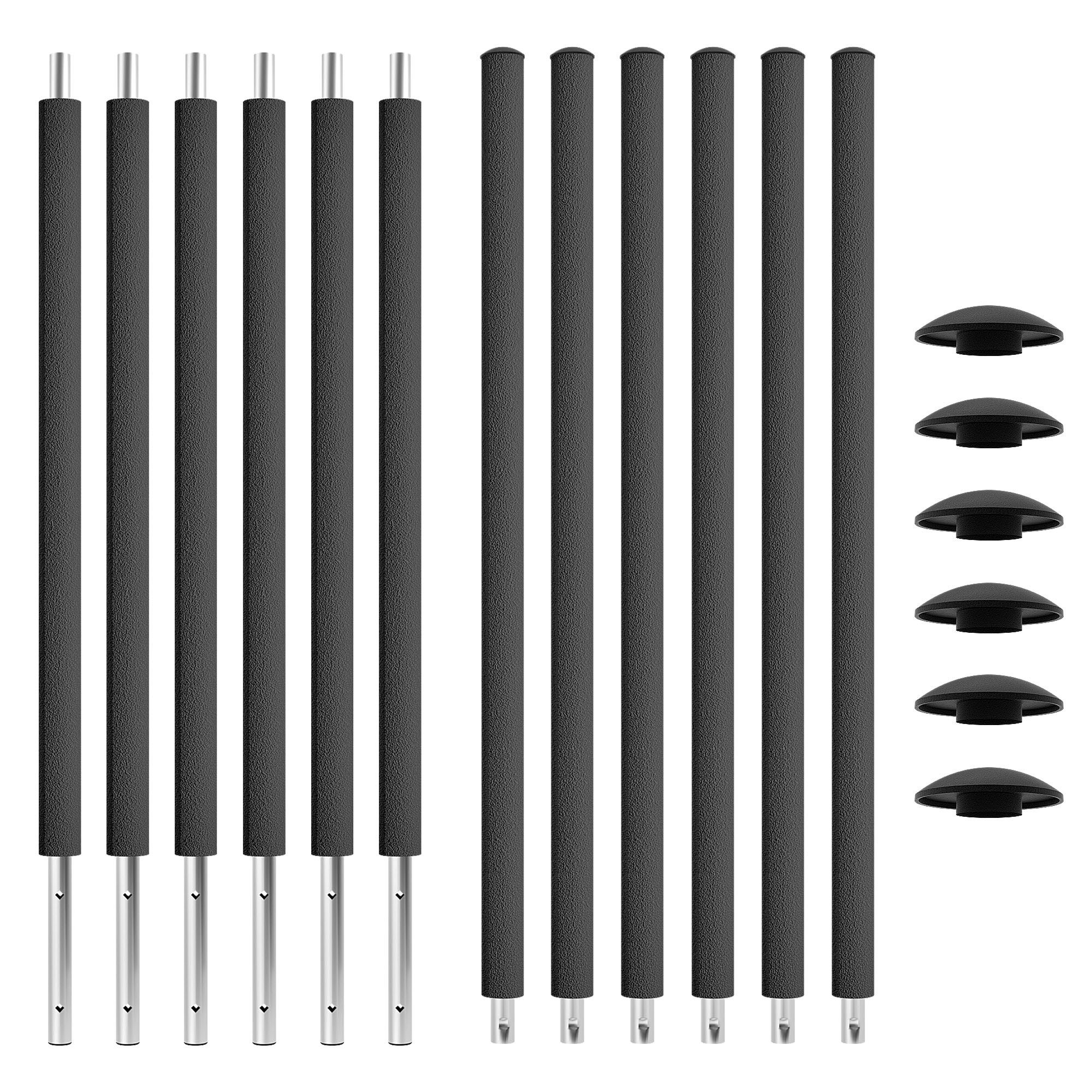 Kinetic Sports Trampolinnetz, 6 Stück Ø 25 mm, Netzpfosten inkl. Schaumstoff und Abdeckkappen