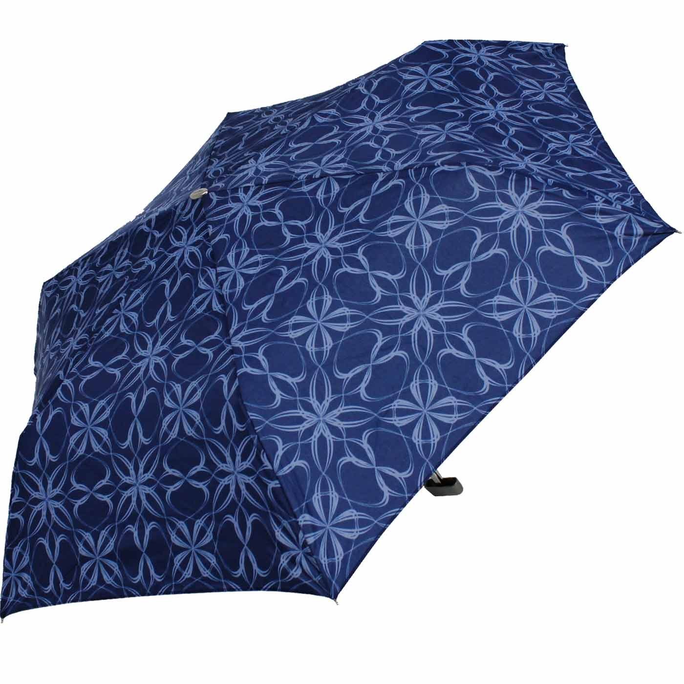 Bloom, sehr flacher Schirm doppler® Langregenschirm blau Mini extrem leichter - Carbonsteel Slim und