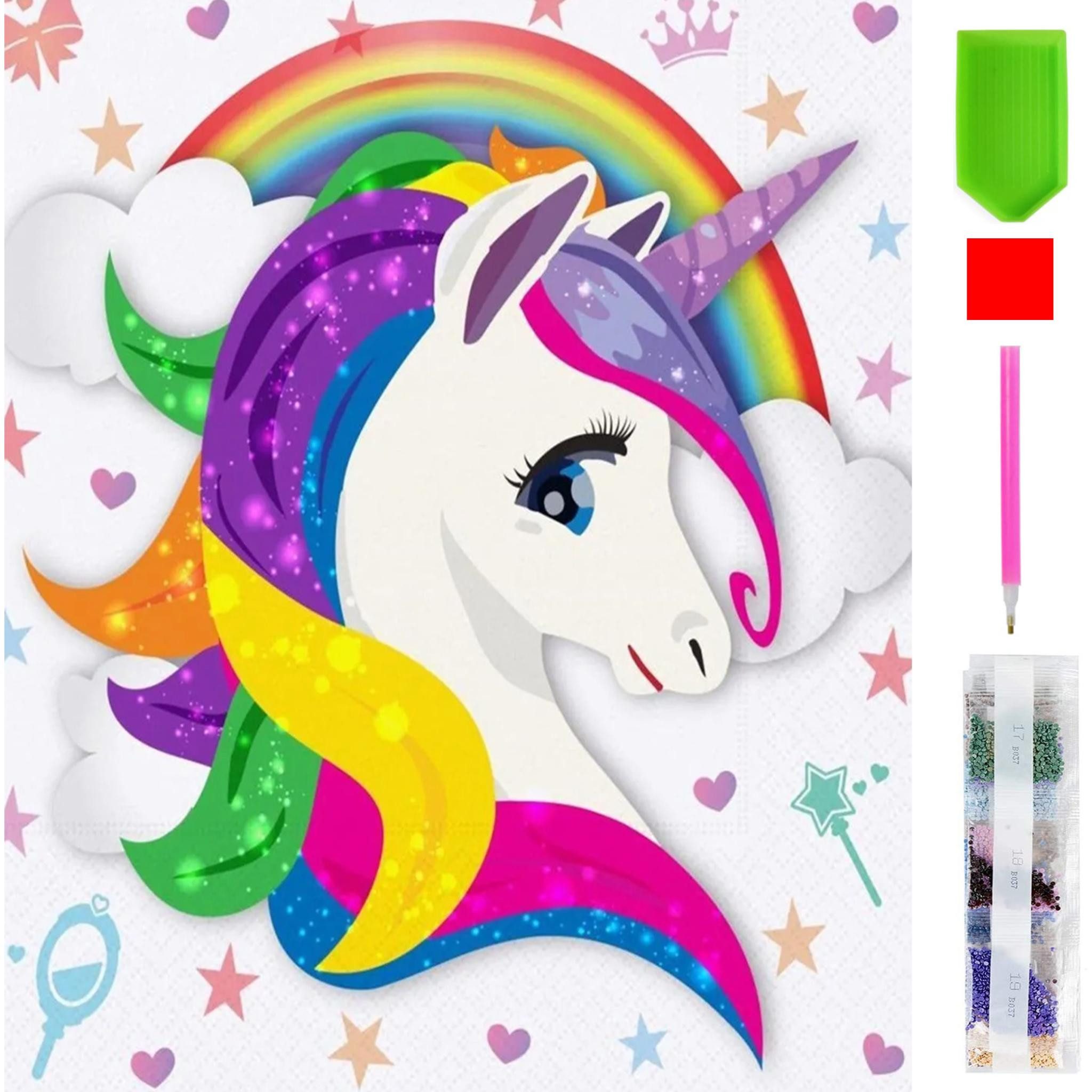 Malen nach Zahlen 5d Diamond Painting Funkelndes Einhorn Malen nach Zahlen 15x20cm