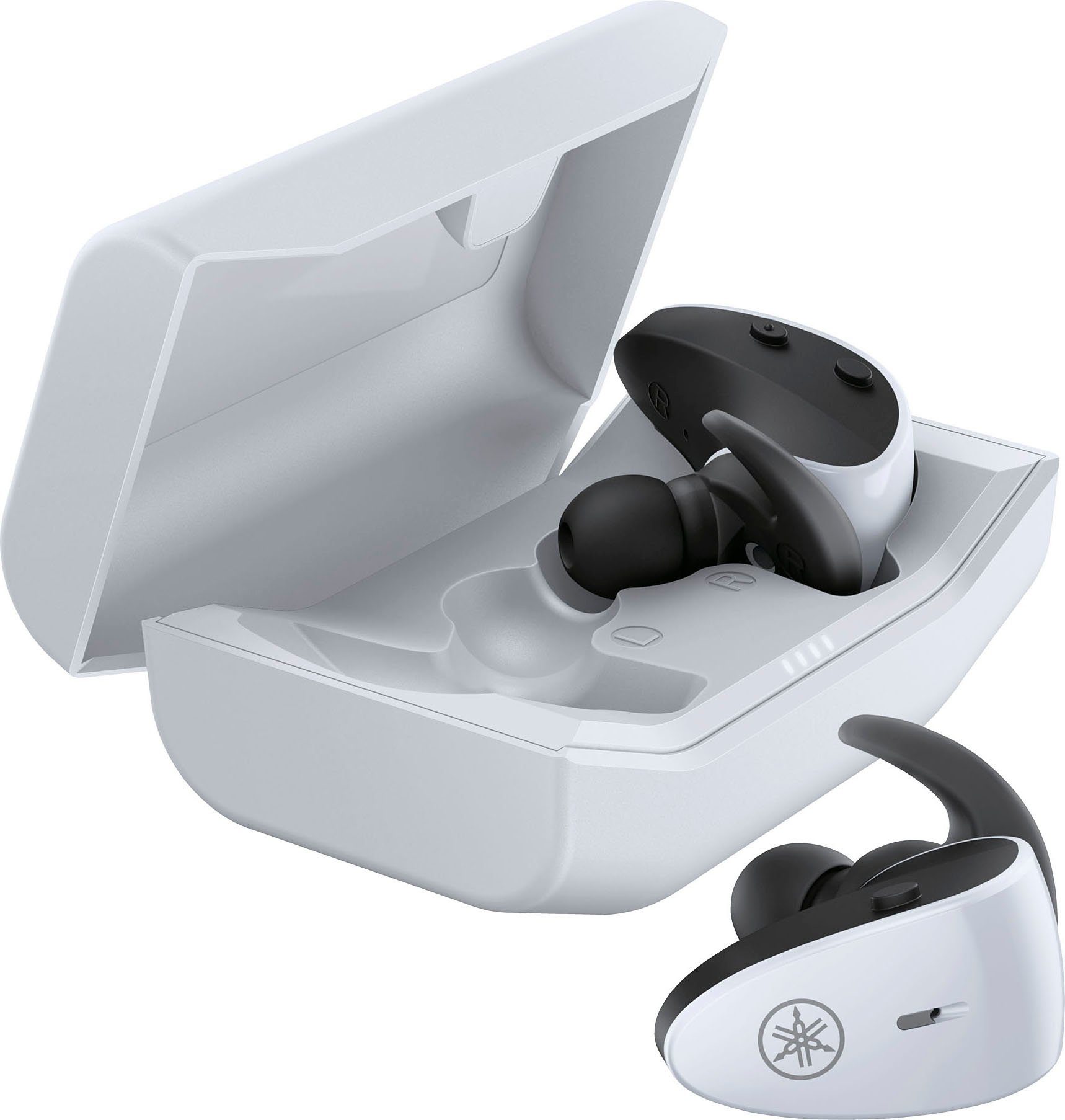 Yamaha TW-ES5A In-Ear-Kopfhörer Google True Musik, Wireless, (Freisprechfunktion, Steuerung Bluetooth) und Assistant, Siri, Sprachsteuerung, integrierte Weiß Anrufe für